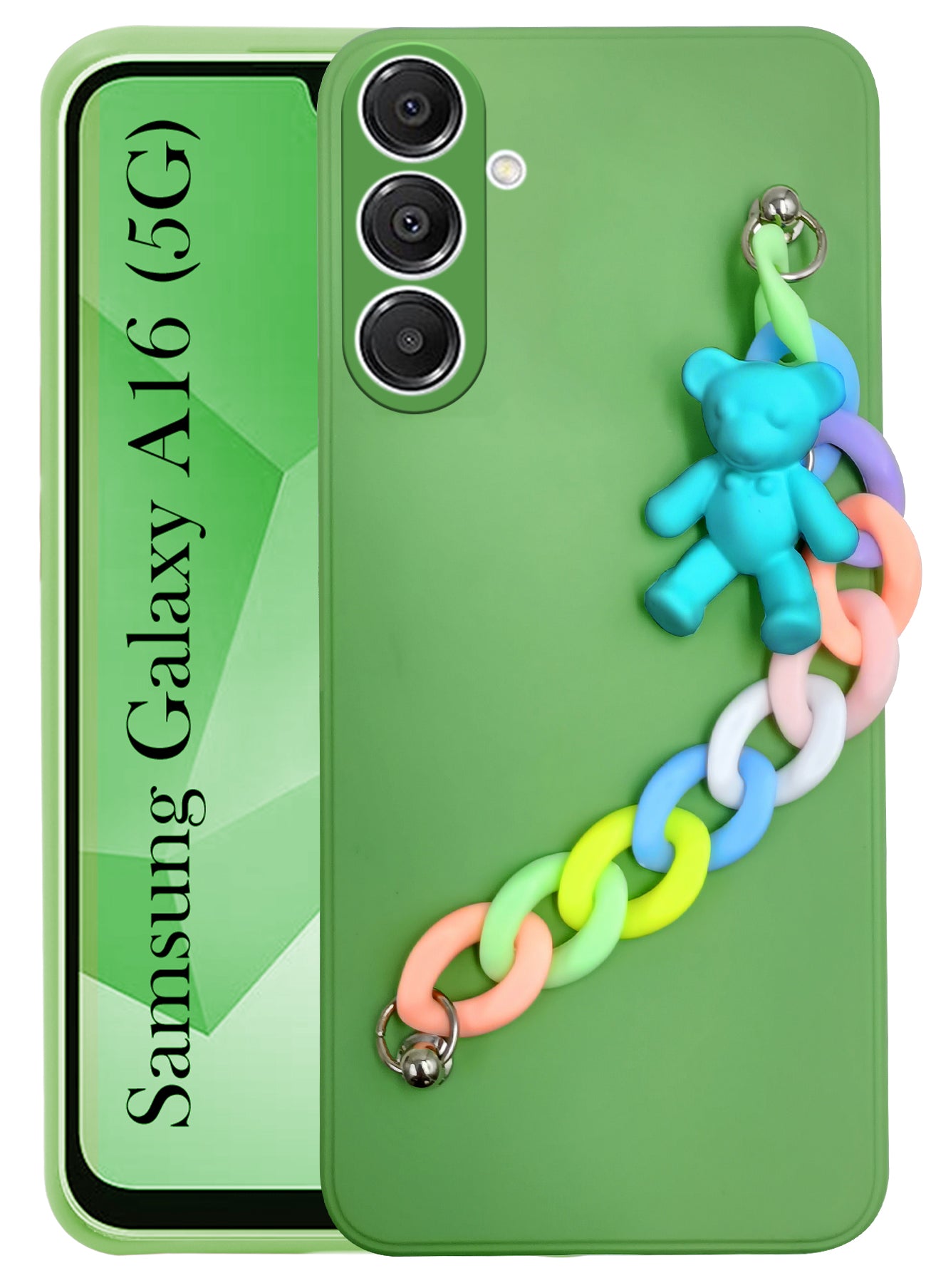 For Samsung Galaxy A16 5G Back Cover Girls Case with Bracelet (Wrist Hanging Chain | Teddy Toy Cartoon)