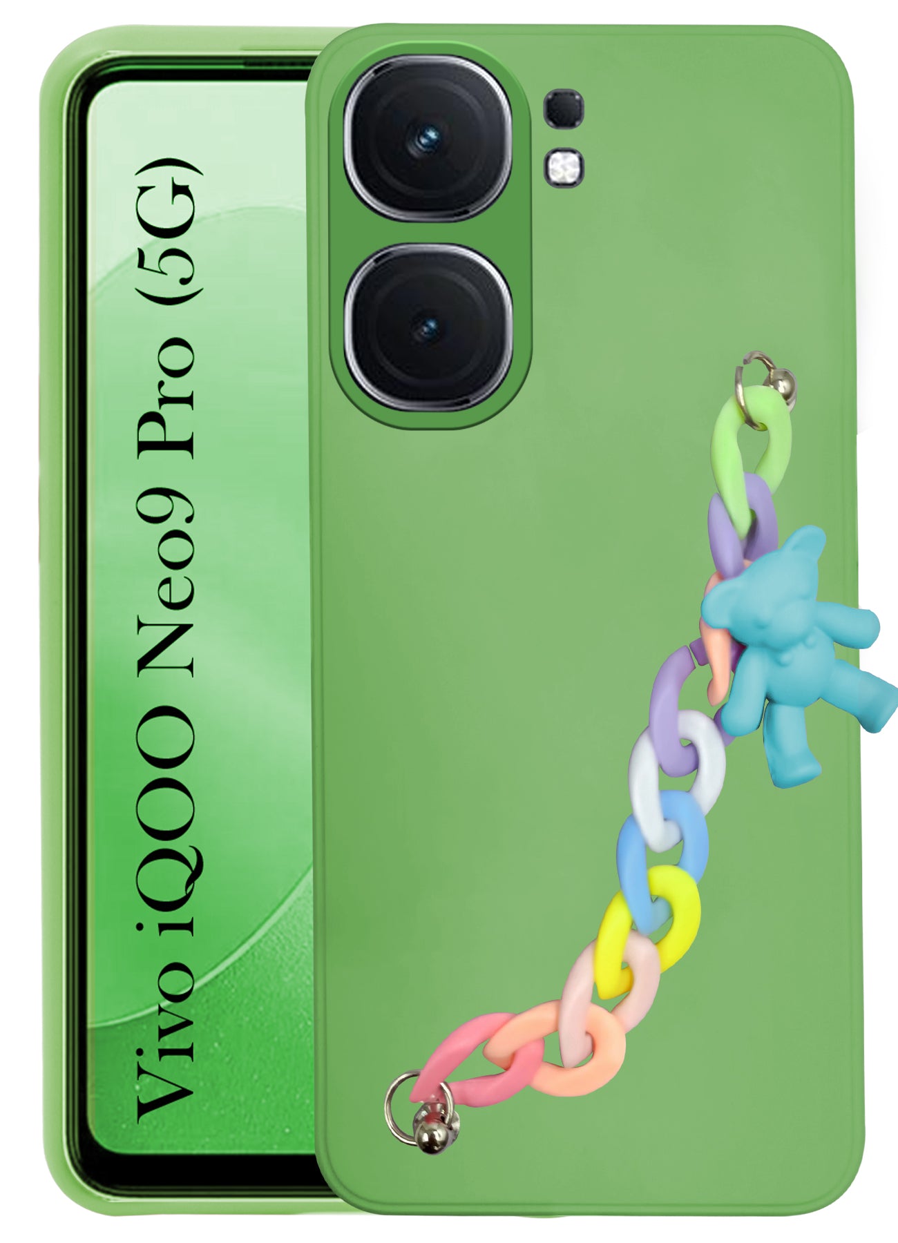For Vivo IQOO Neo 9 Pro Back Cover Girls Case with Bracelet (Wrist Hanging Chain | Teddy Toy Cartoon)