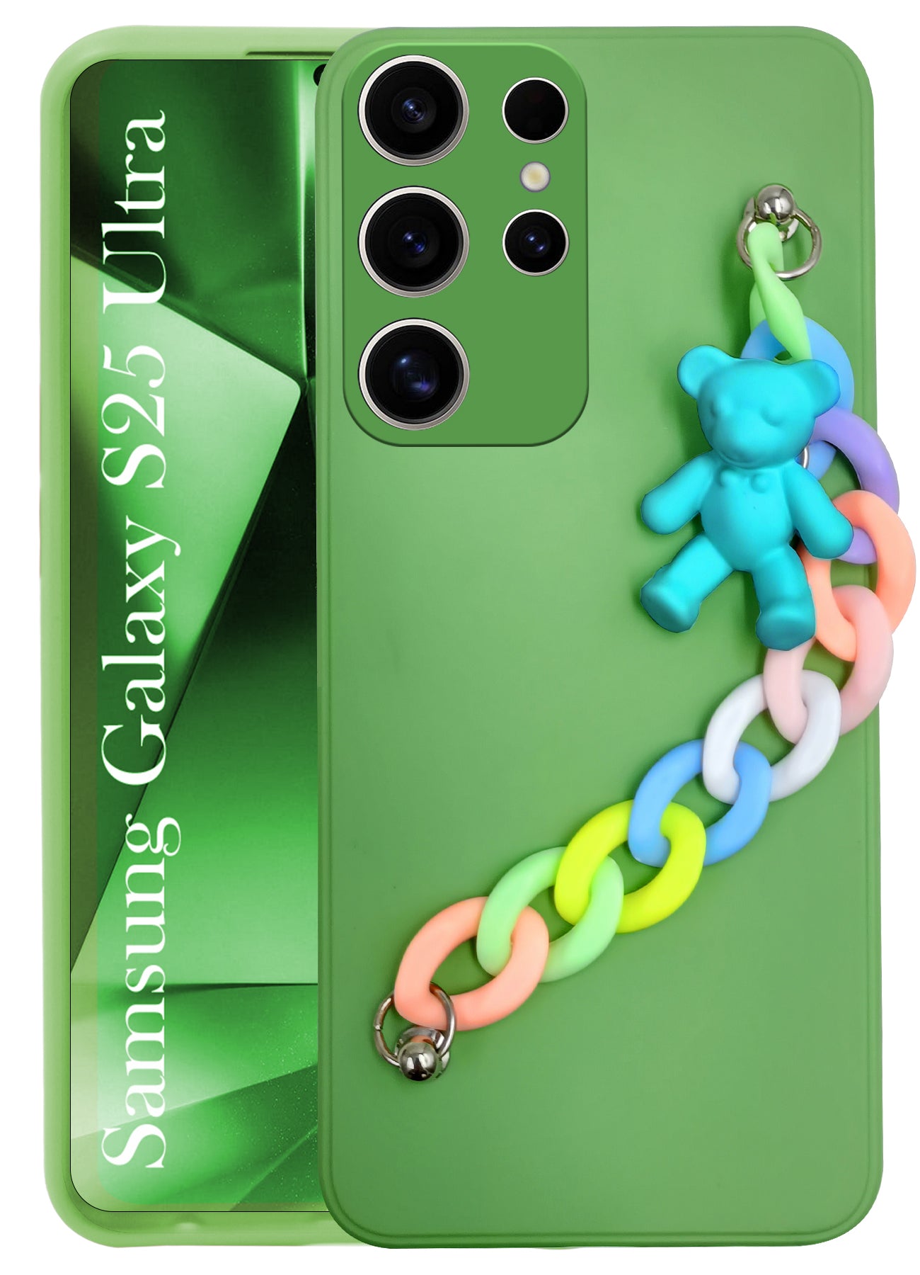 For Samsung Galaxy S25 Ultra Back Cover Girls Case with Bracelet (Wrist Hanging Chain | Teddy Toy Cartoon)