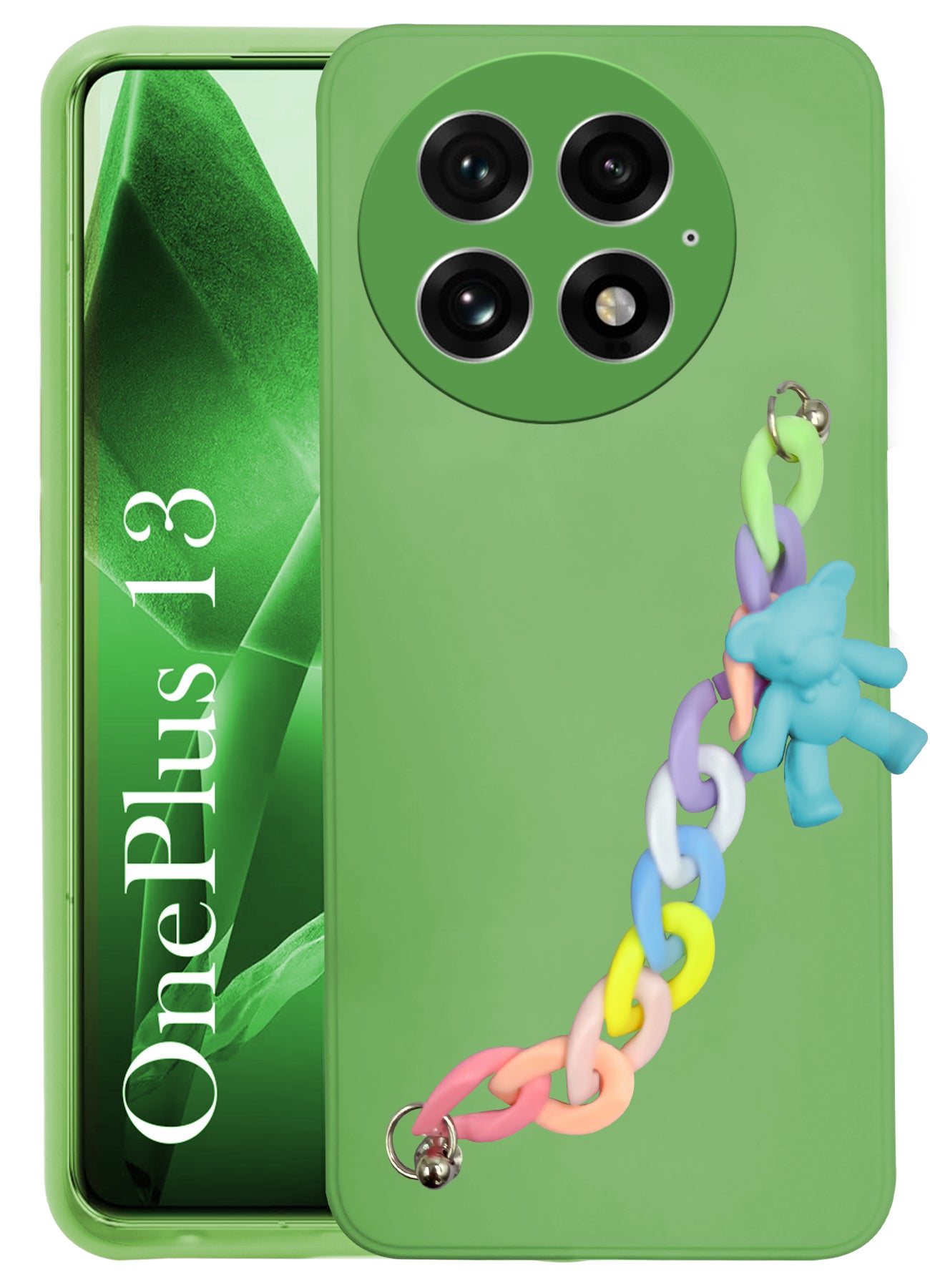For OnePlus 13 Back Cover Girls Case with Bracelet (Wrist Hanging Chain | Teddy Toy Cartoon)