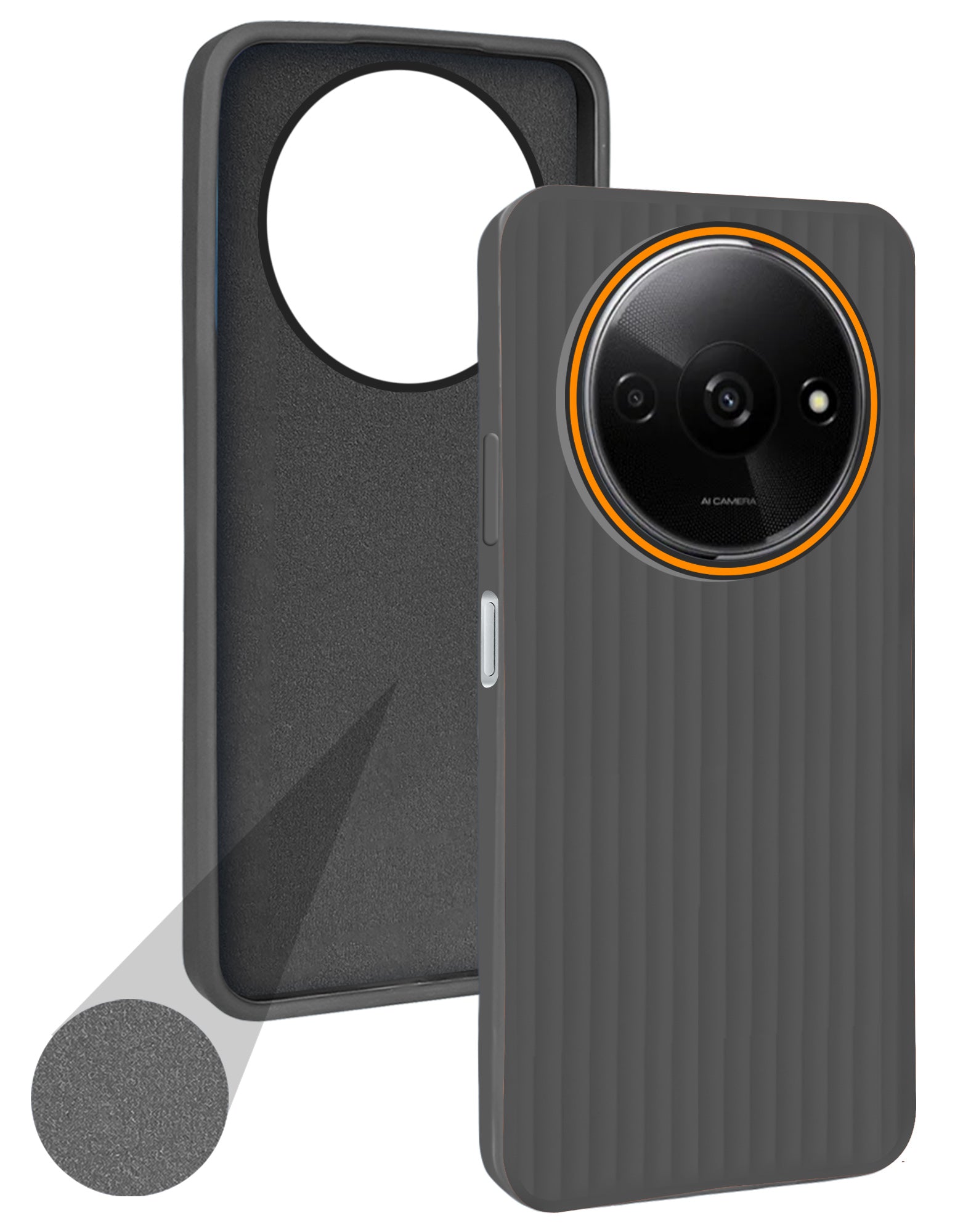 For Xiaomi Redmi A3 2024 | A3X Back Cover Case (Minimalist Professional Look | Inside Fiber Cloth | Camera Protection Bump | Line Texture)