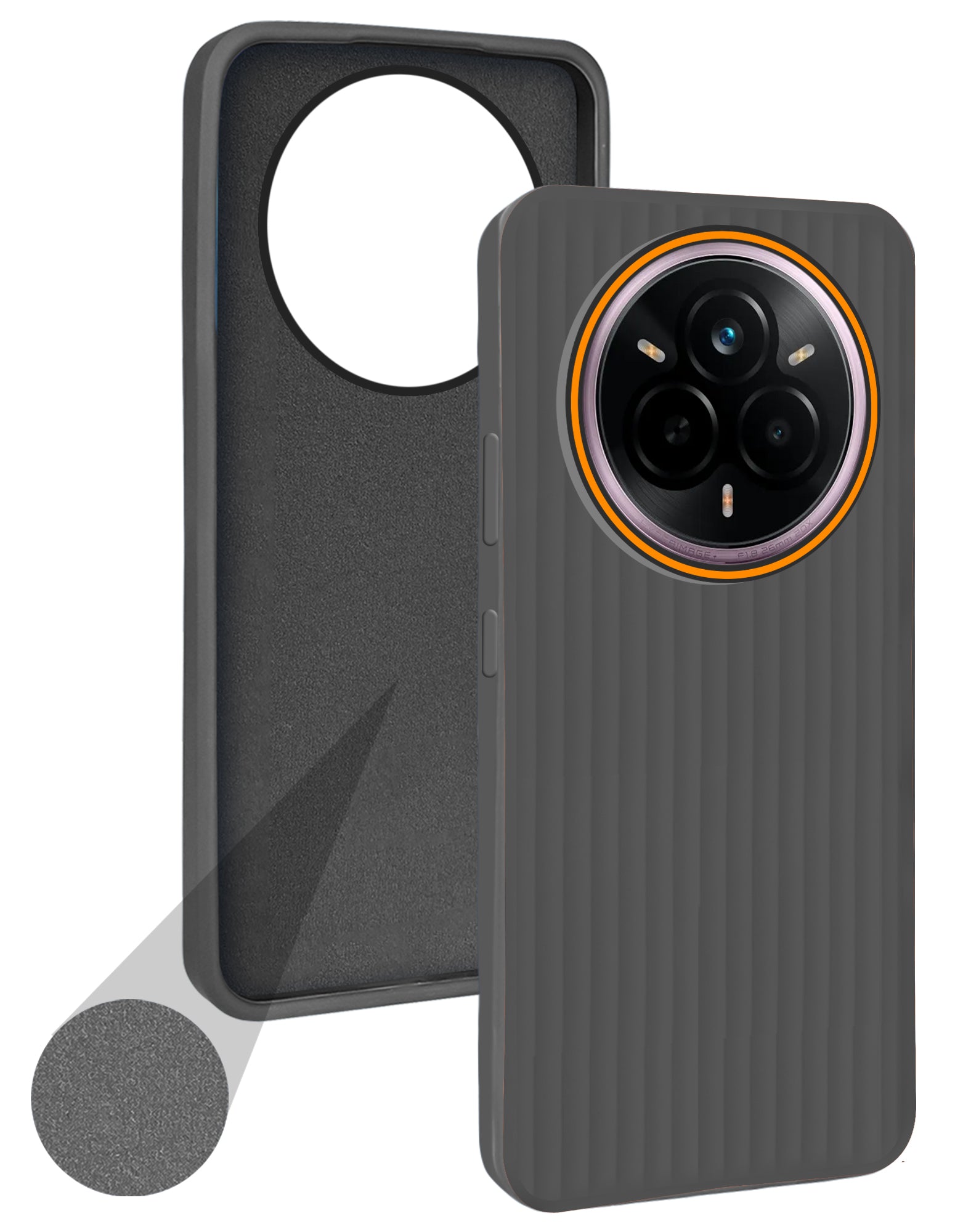 For Realme 14 Pro Back Cover Case (Minimalist Professional Look | Inside Fiber Cloth | Camera Protection Bump | Line Texture)