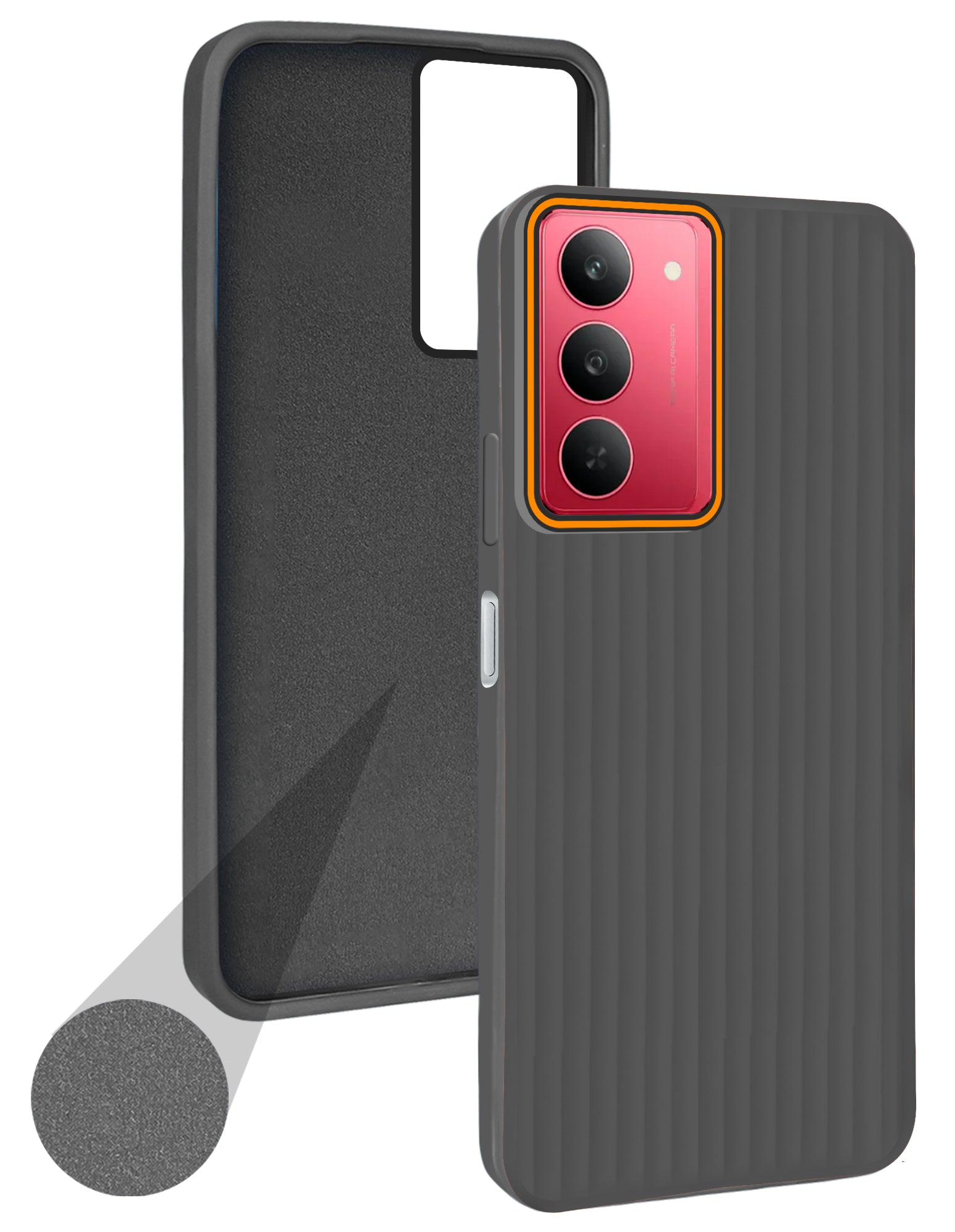 For Realme 14X Back Cover Case (Minimalist Professional Look | Inside Fiber Cloth | Camera Protection Bump | Line Texture)