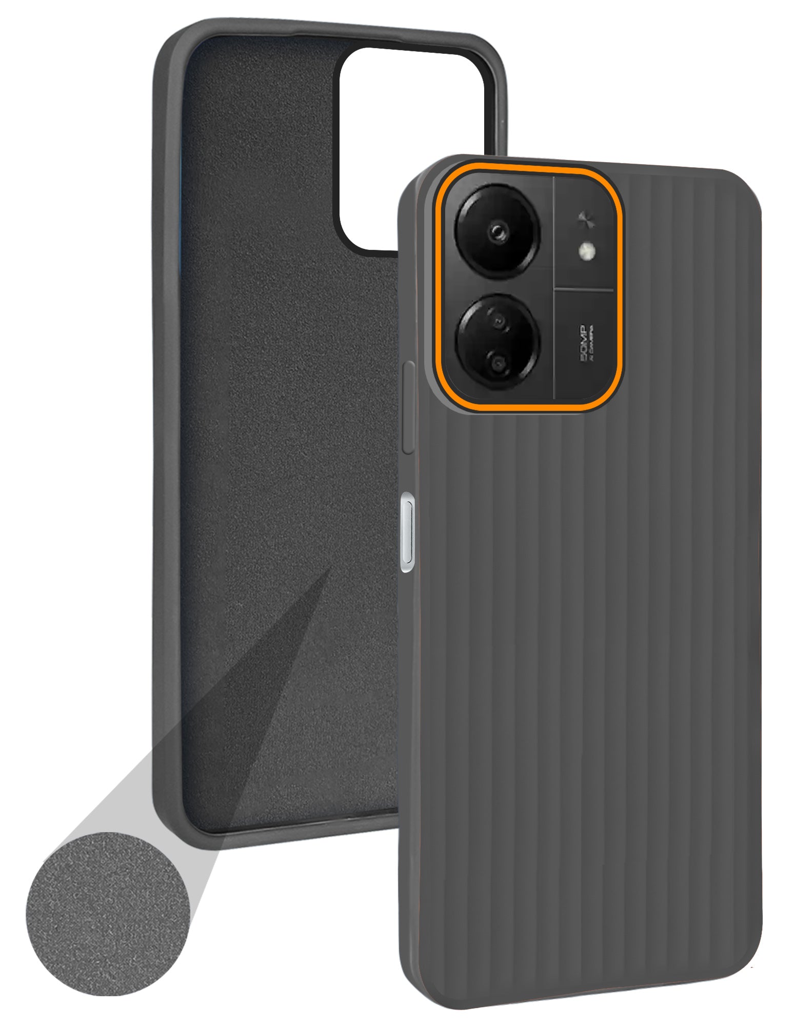 For Poco C65 Back Cover Case (Minimalist Professional Look | Inside Fiber Cloth | Camera Protection Bump | Line Texture)