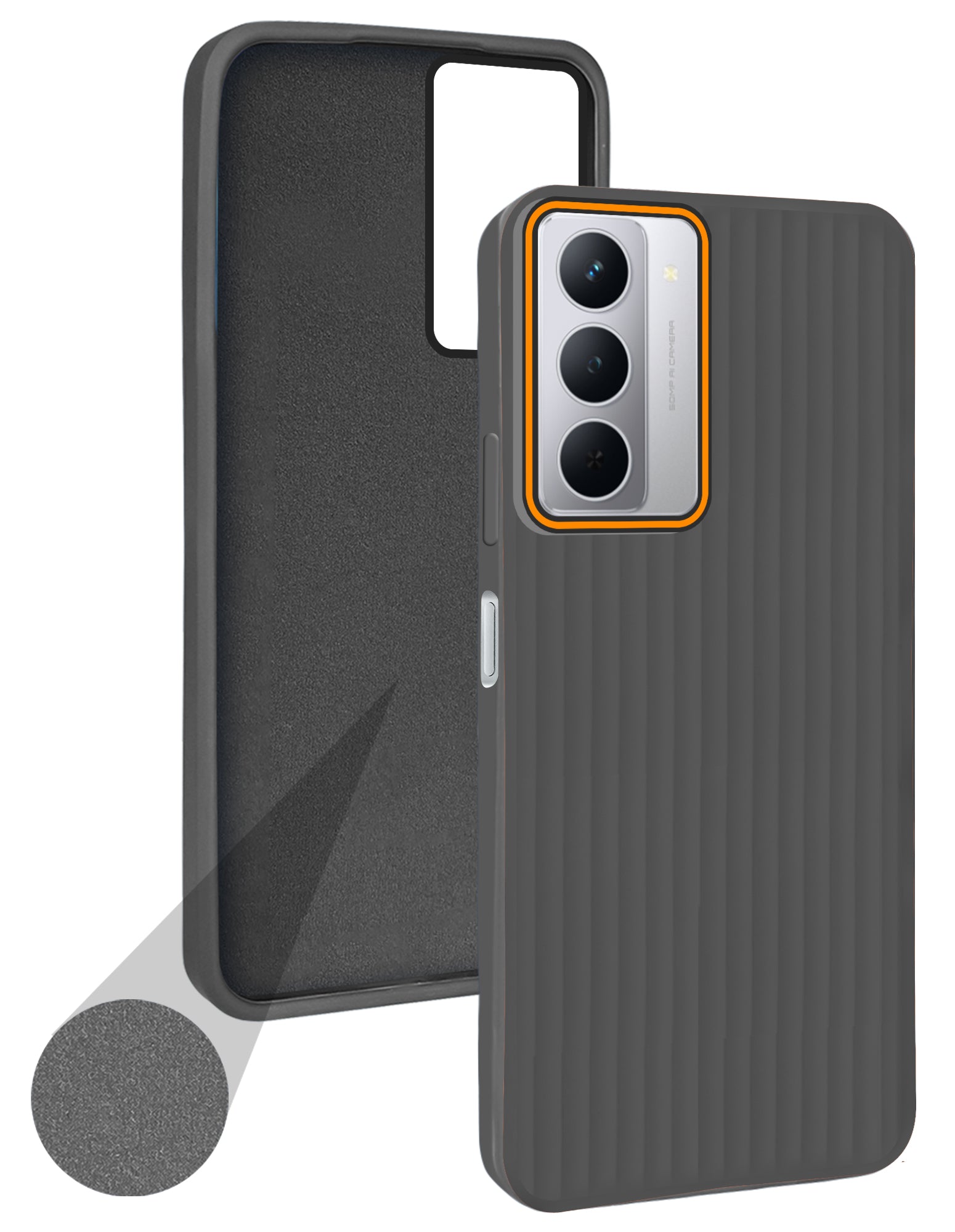 For Realme P3x Back Cover Case (Minimalist Professional Look | Inside Fiber Cloth | Camera Protection Bump | Line Texture)