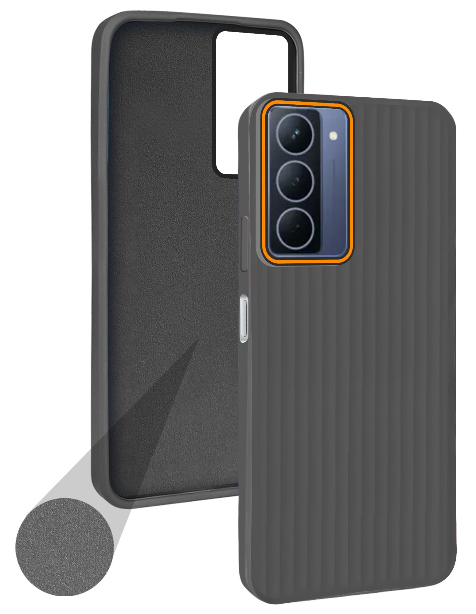 For Realme Narzo 80x Back Cover Case (Minimalist Professional Look | Inside Fiber Cloth | Camera Protection Bump | Line Texture)