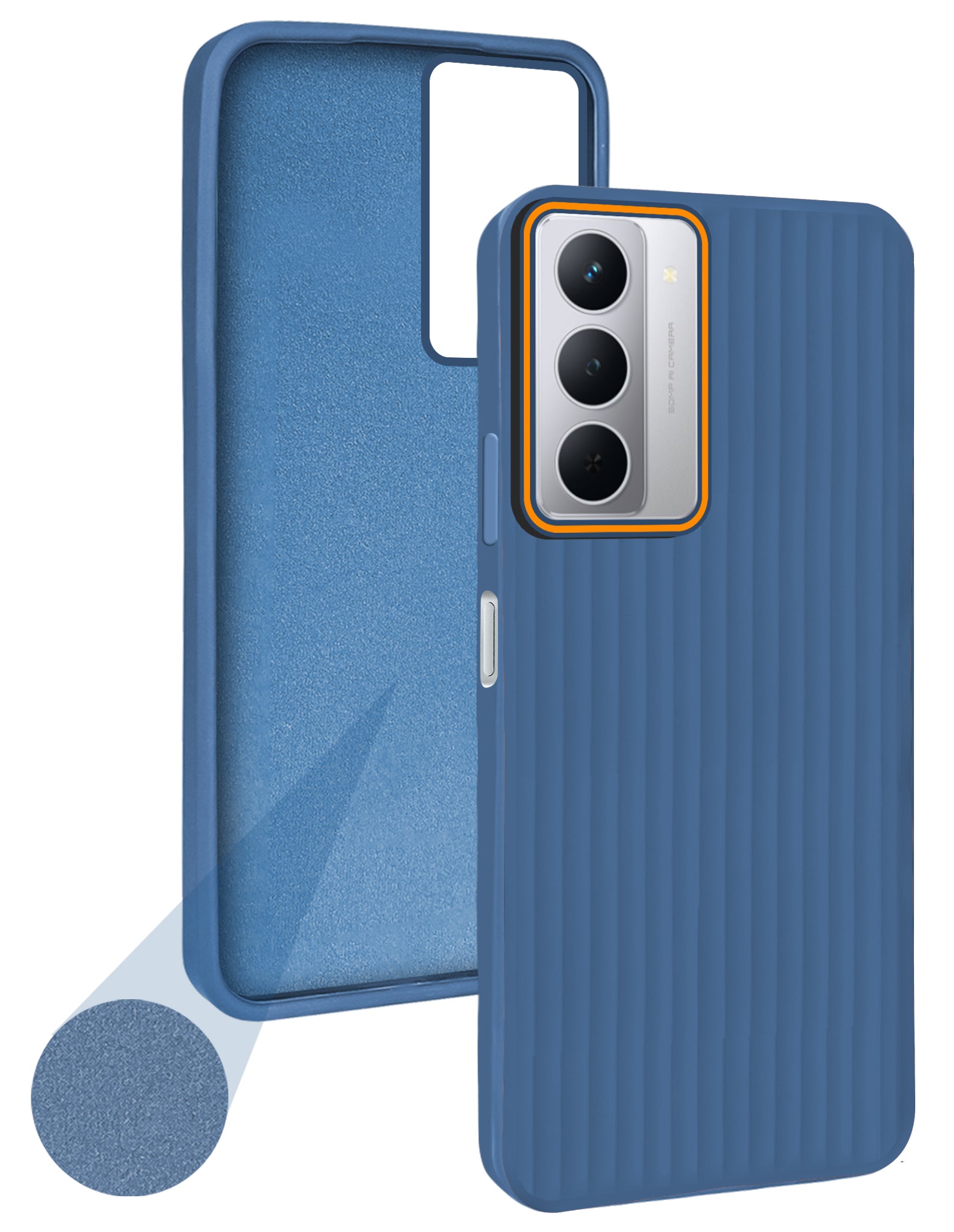 For Realme P3x Back Cover Case (Minimalist Professional Look | Inside Fiber Cloth | Camera Protection Bump | Line Texture)