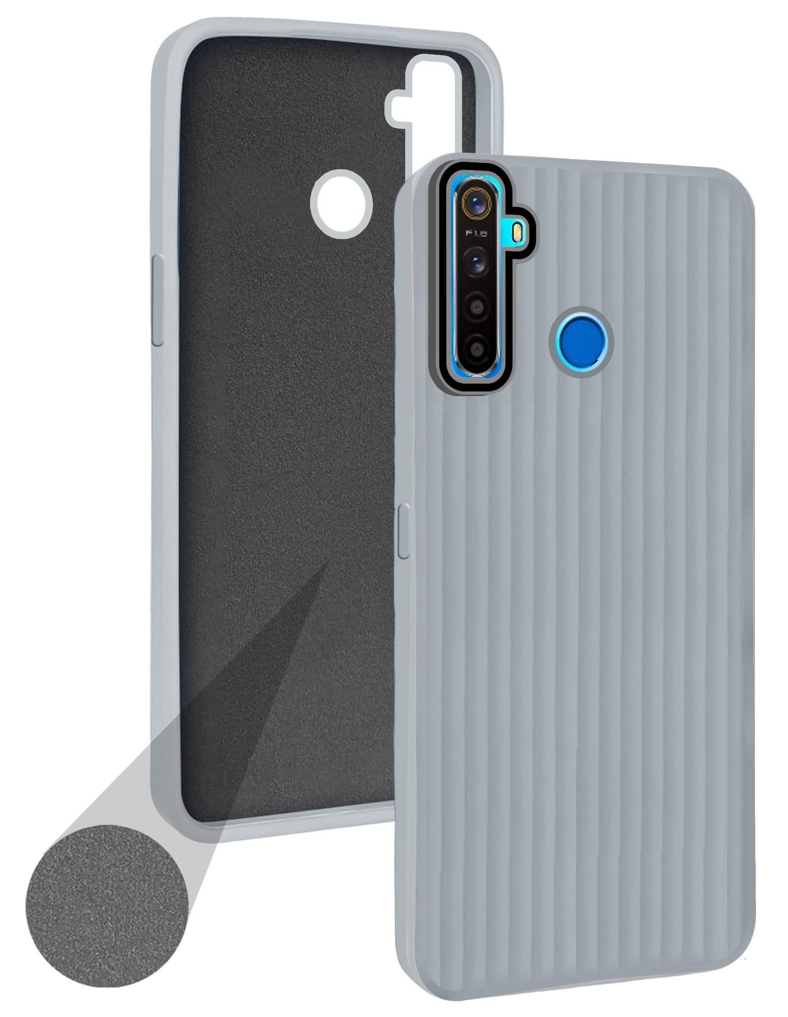 For Realme 5 | 5s | 5i  Back Cover Case (Minimalist Professional Look | Inside Fiber Cloth | Camera Protection Bump | Line Texture)