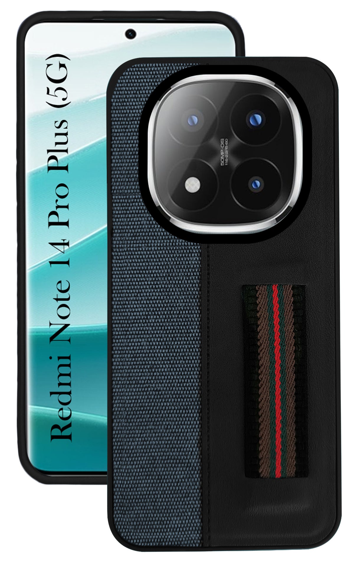For Redmi Note 14 Pro Plus Back Cover Case ( Professional PU Leather | Strip Chain Holder Socket)