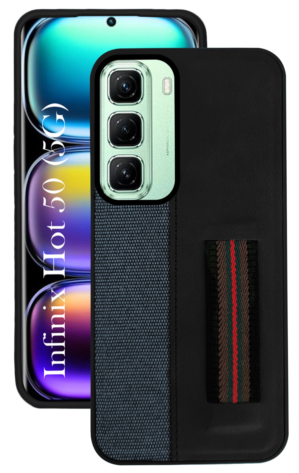 For Infinix Hot 50 5G Back Cover Case ( Professional PU Leather | Strip Chain Holder Socket)