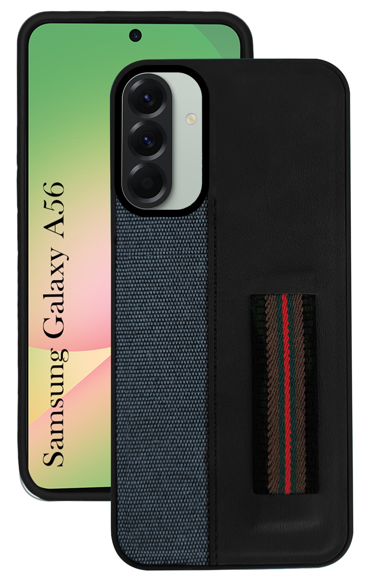 For Samsung Galaxy A56 Back Cover Case (Professional PU Leather | Strip Chain Holder Socket)