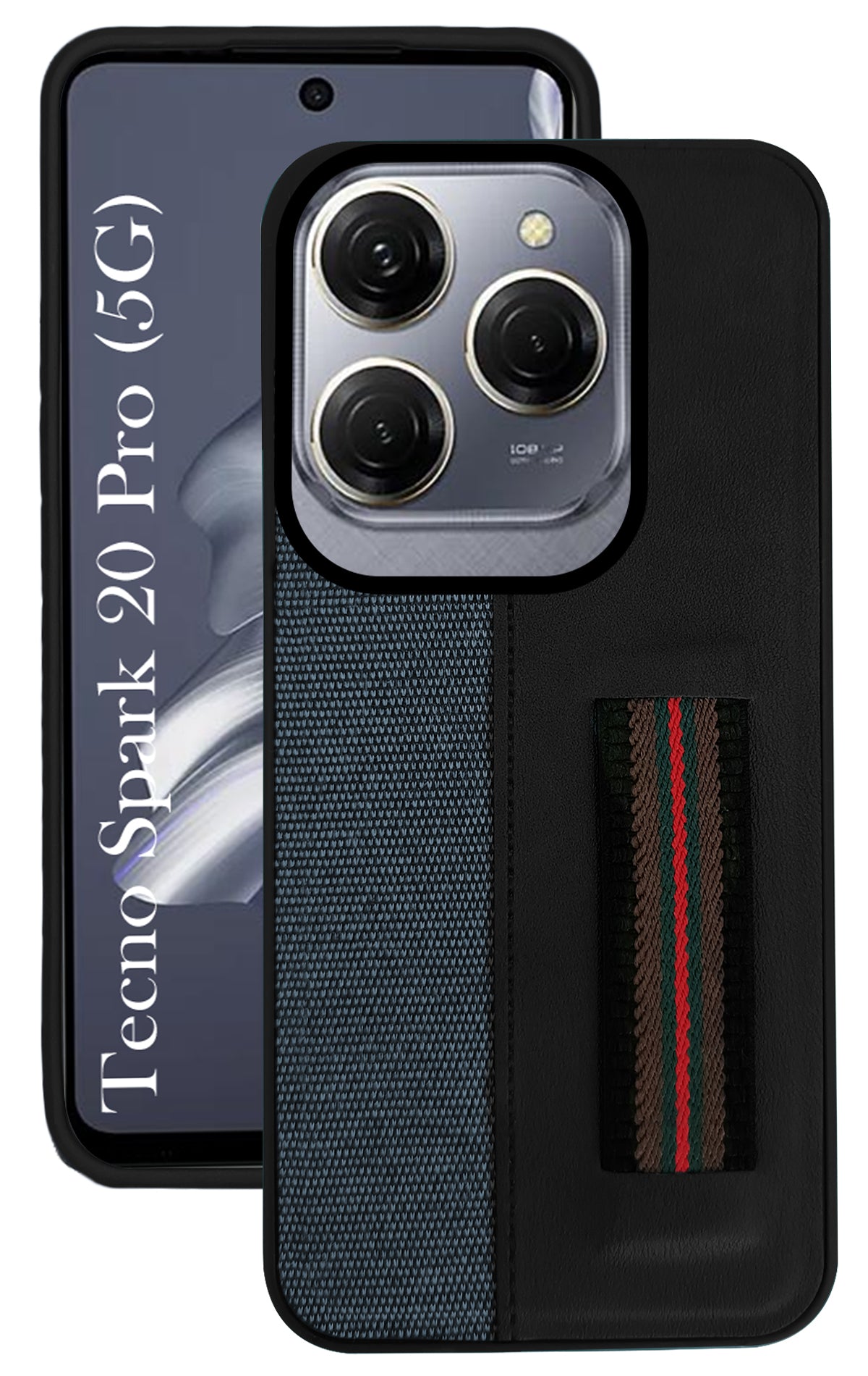 For Tecno Spark 20 Pro Back Cover Case ( Professional PU Leather | Strip Chain Holder Socket)