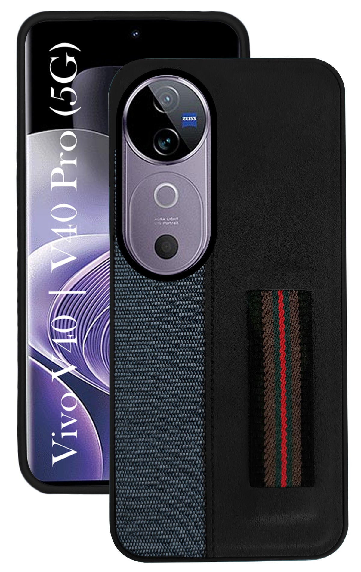 For Vivo V40 | Vivo V40 Pro 5G Back Cover Case ( Professional PU Leather | Strip Chain Holder Socket)