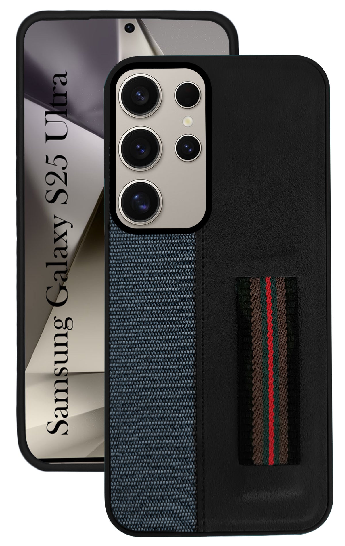 For Samsung Galaxy S25 Ultra Back Cover Case ( Professional PU Leather | Strip Chain Holder Socket)