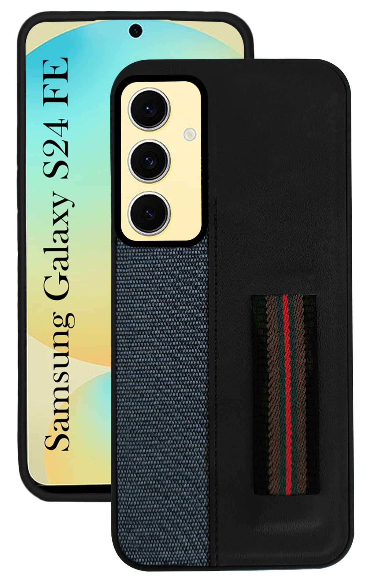 For Samsung Galaxy S24 FE Back Cover Case ( Professional PU Leather | Strip Chain Holder Socket)