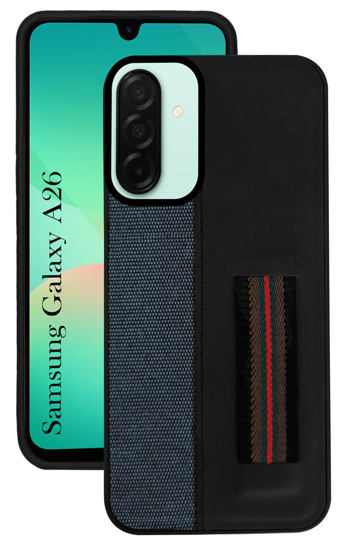 For Samsung Galaxy A26 5G Back Cover Case ( Professional PU Leather | Strip Chain Holder Socket)