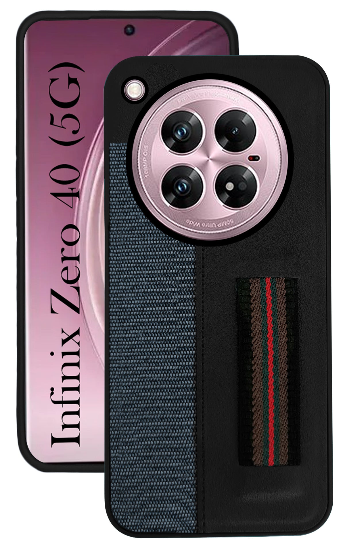 For Infinix Zero 40 5G Back Cover Case ( Professional PU Leather | Strip Chain Holder Socket)