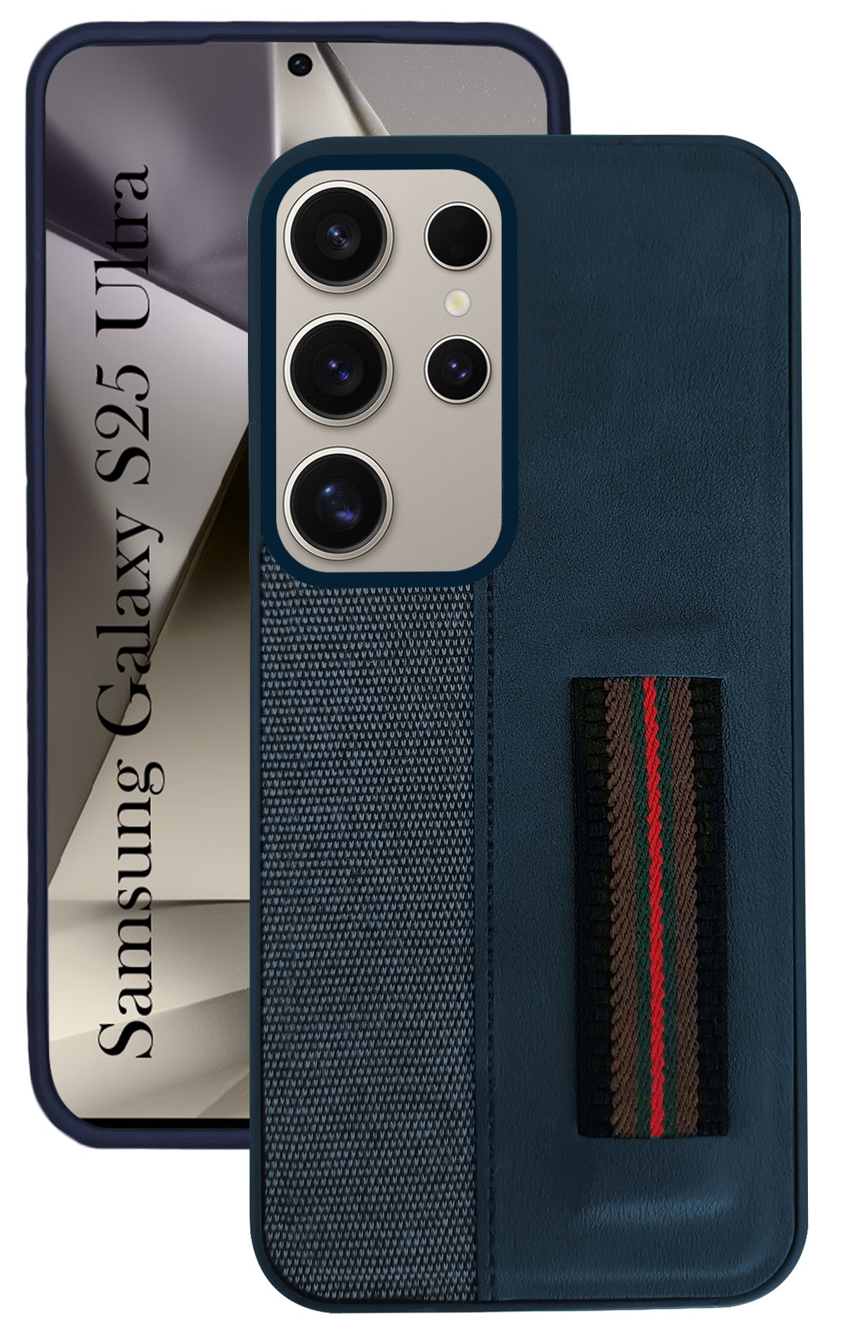 For Samsung Galaxy S25 Ultra Back Cover Case ( Professional PU Leather | Strip Chain Holder Socket)