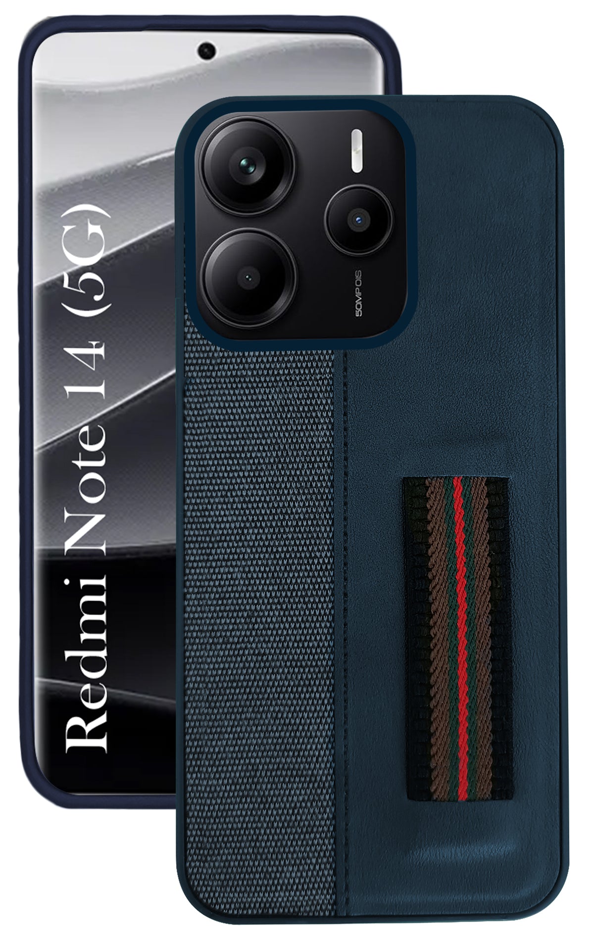 For Redmi Note 14 5G Back Cover Case ( Professional PU Leather | Strip Chain Holder Socket)