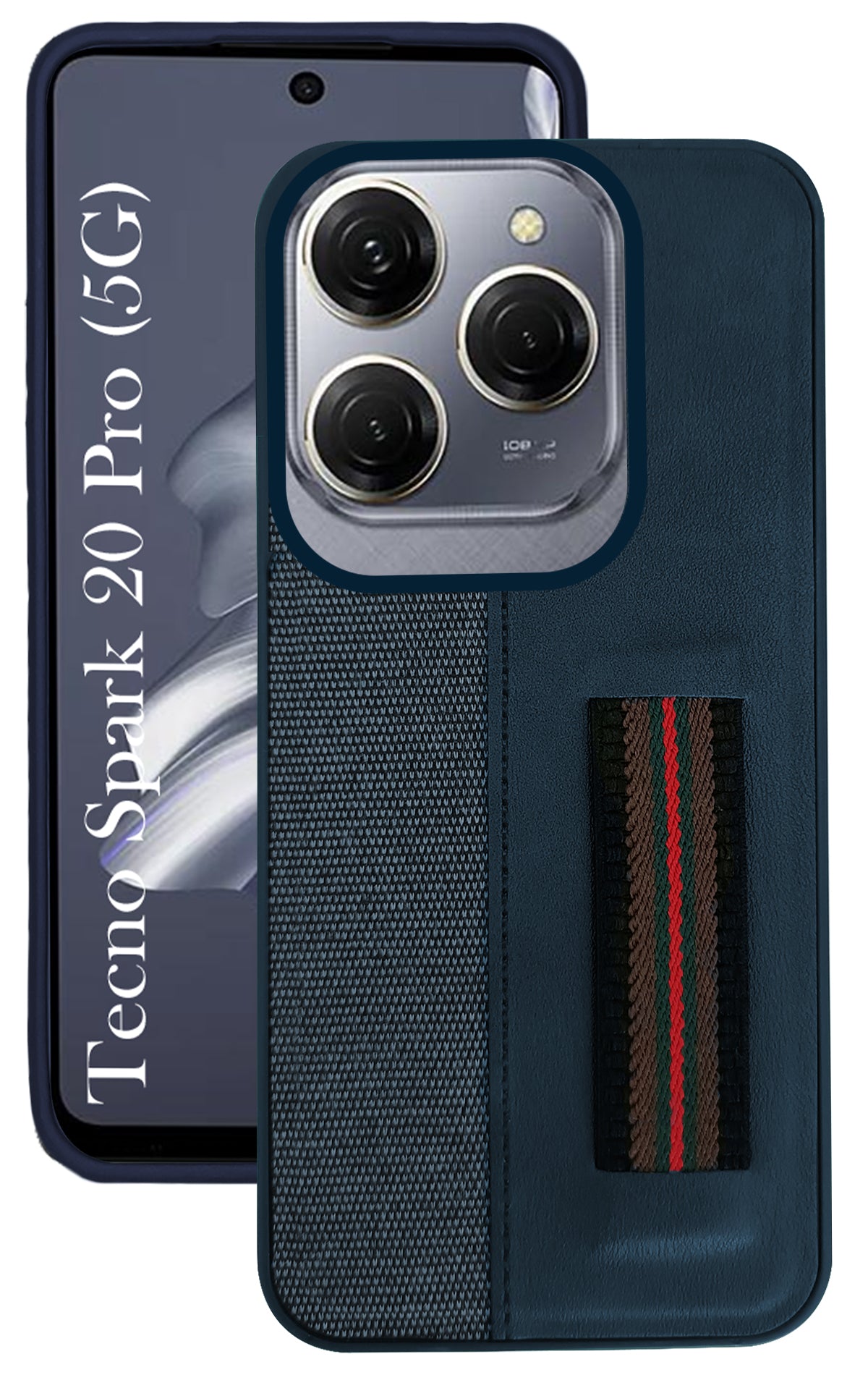 For Tecno Spark 20 Pro Back Cover Case ( Professional PU Leather | Strip Chain Holder Socket)