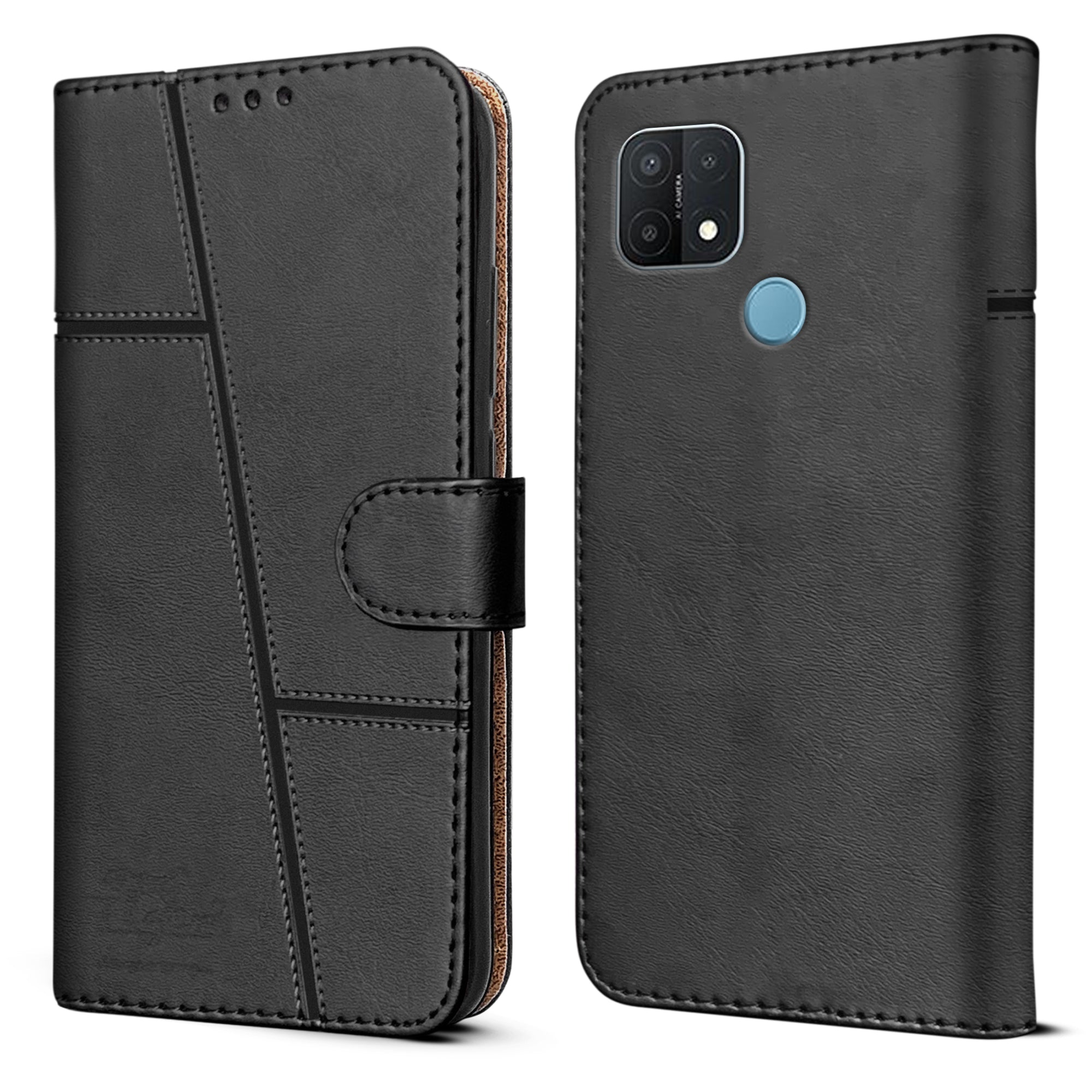 For Oppo A35 Flip Cover Case ( Stitched Leather with Magnetic Closure)
