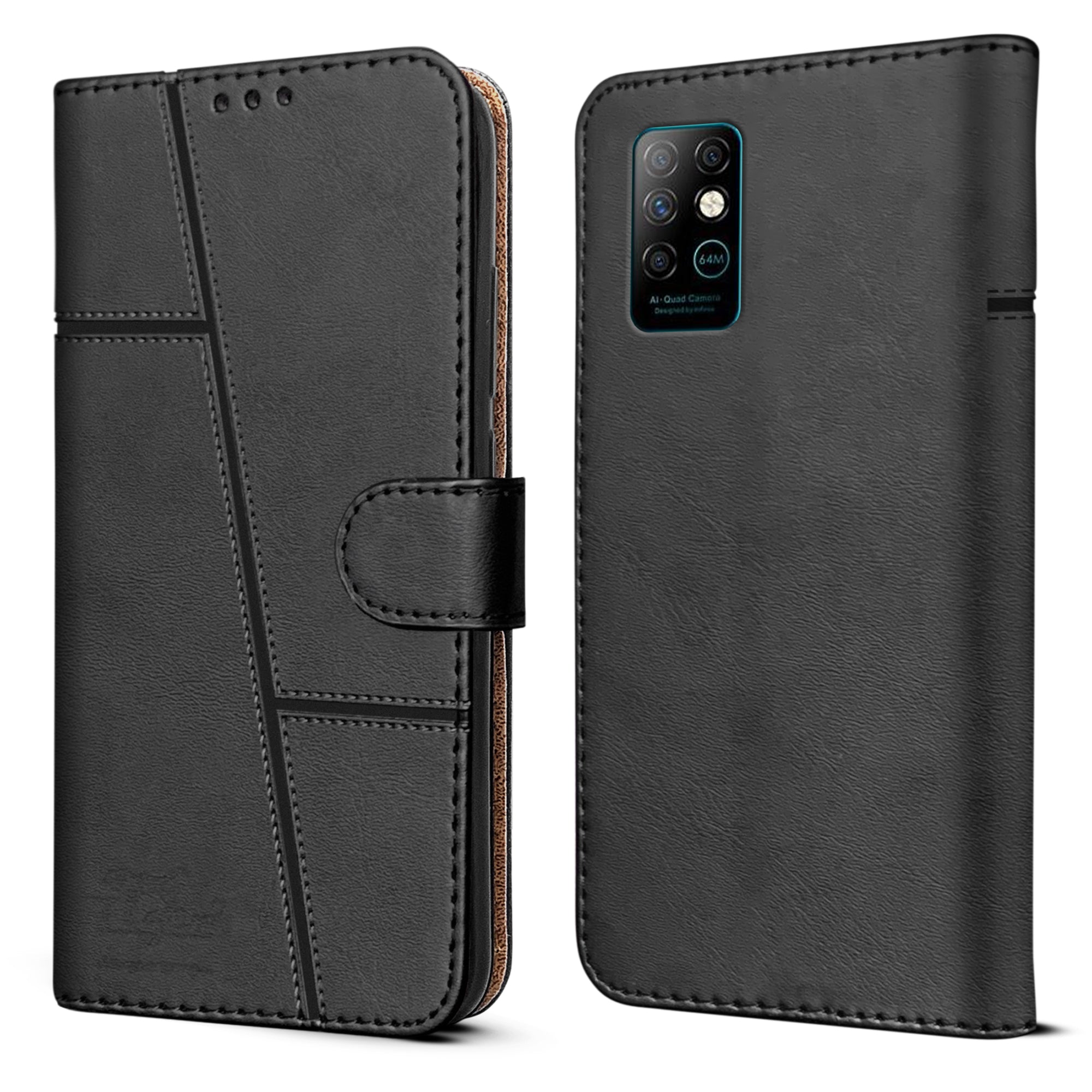 For Infinix Note 8 Flip Cover Case ( Stitched Leather with Magnetic Closure)