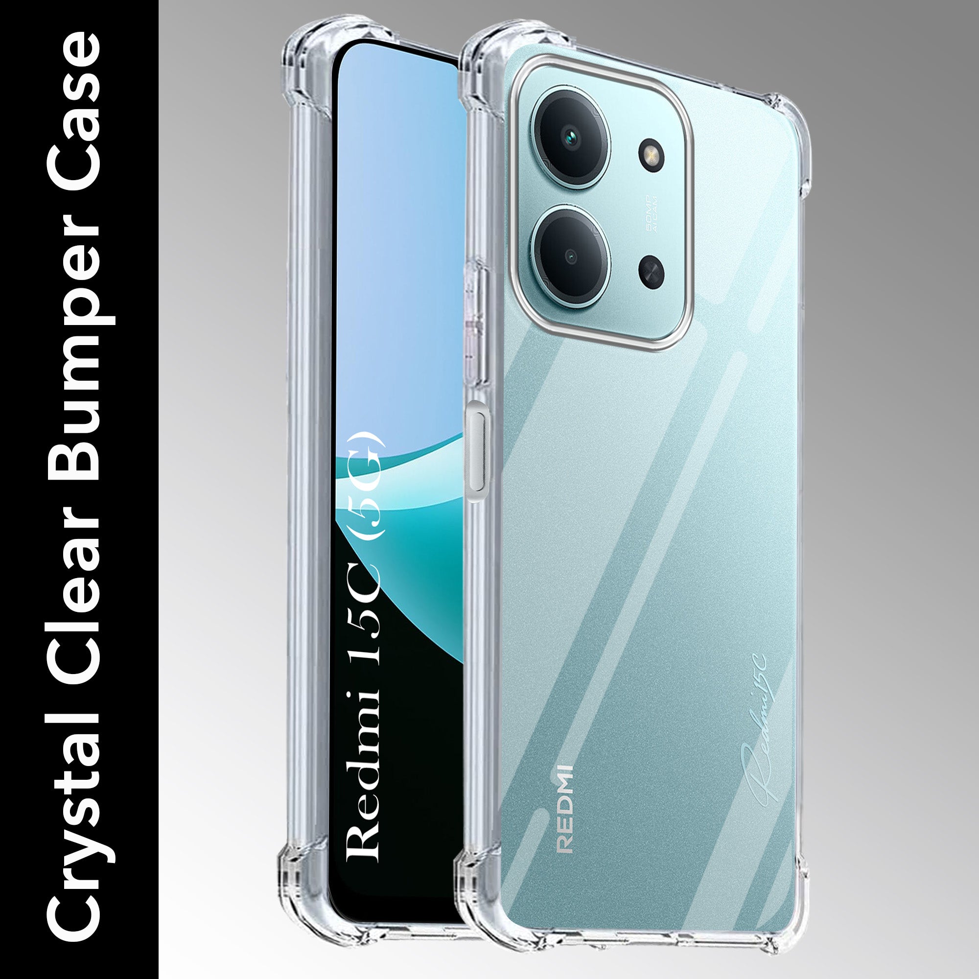 For Redmi 15C Back Cover Case Crystal-Clear Shockproof | Drop & Camera Protection | Hard Polycarbonate)