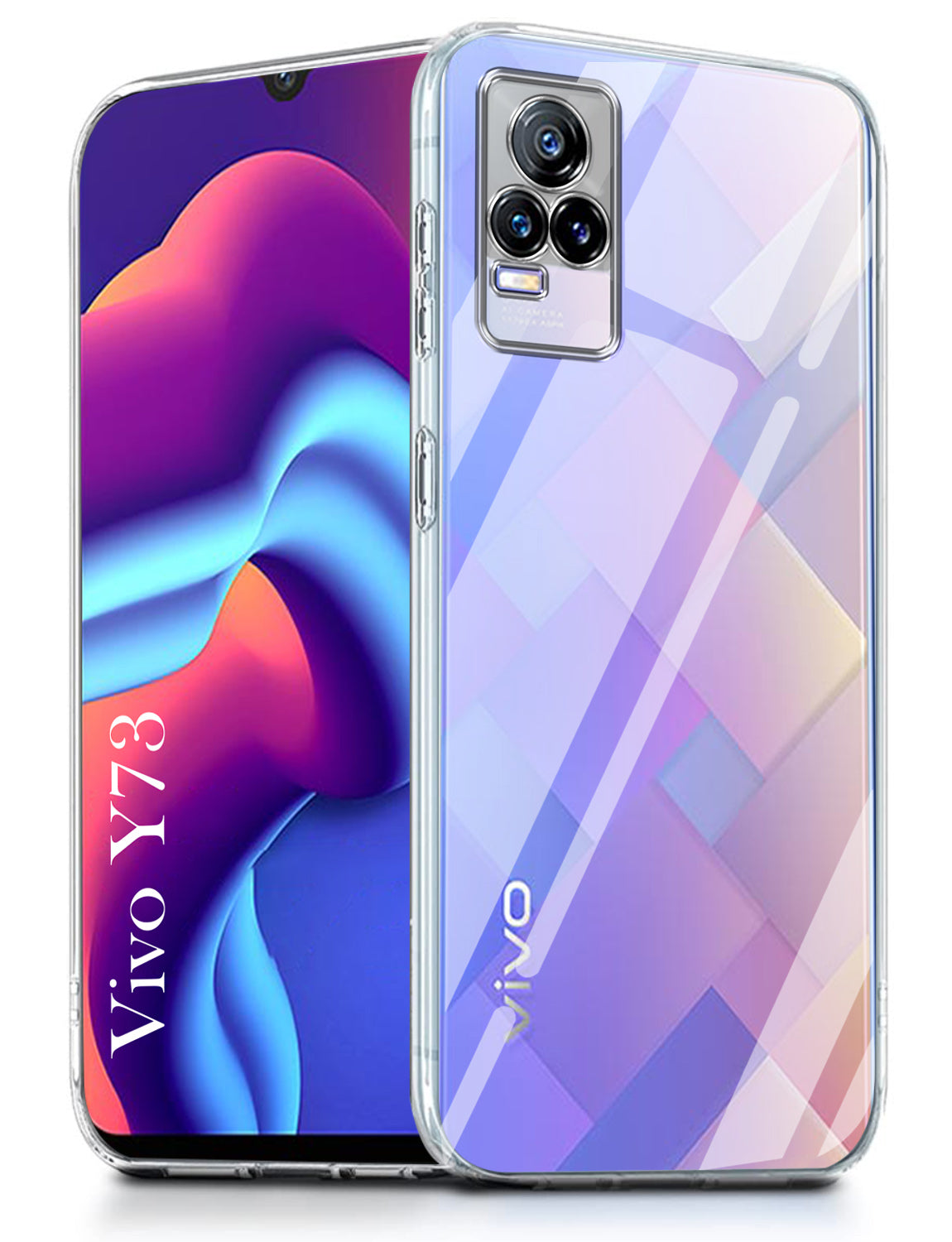 For Vivo Y73 Back Cover ( Silicone Clear Shockproof Case with Camera Protection and Dust Plugs | Transparent)