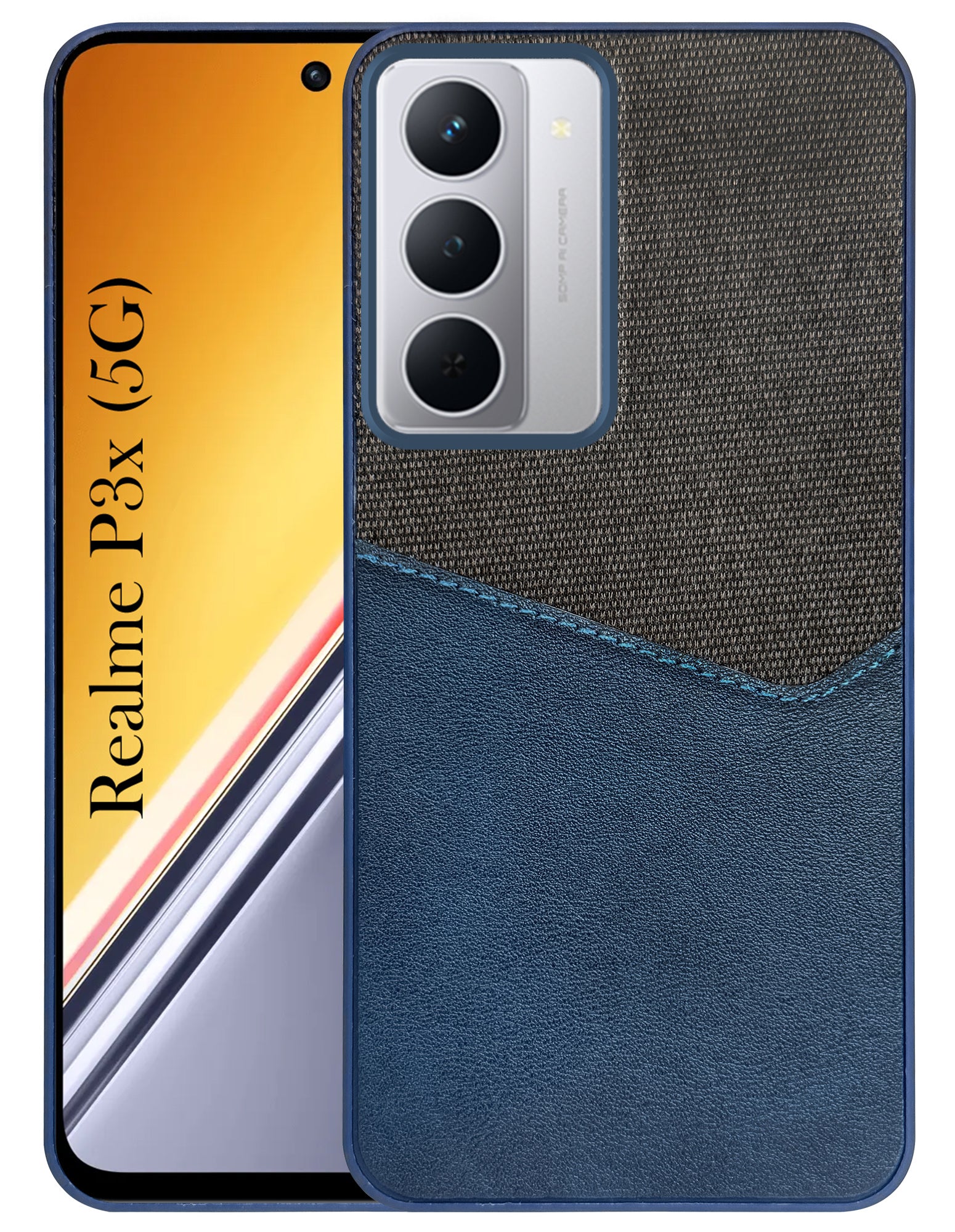 For Realme P3x Back Cover Case (Dual PU Leather Stitch | Professional Minimalist | Soft and Flexible)