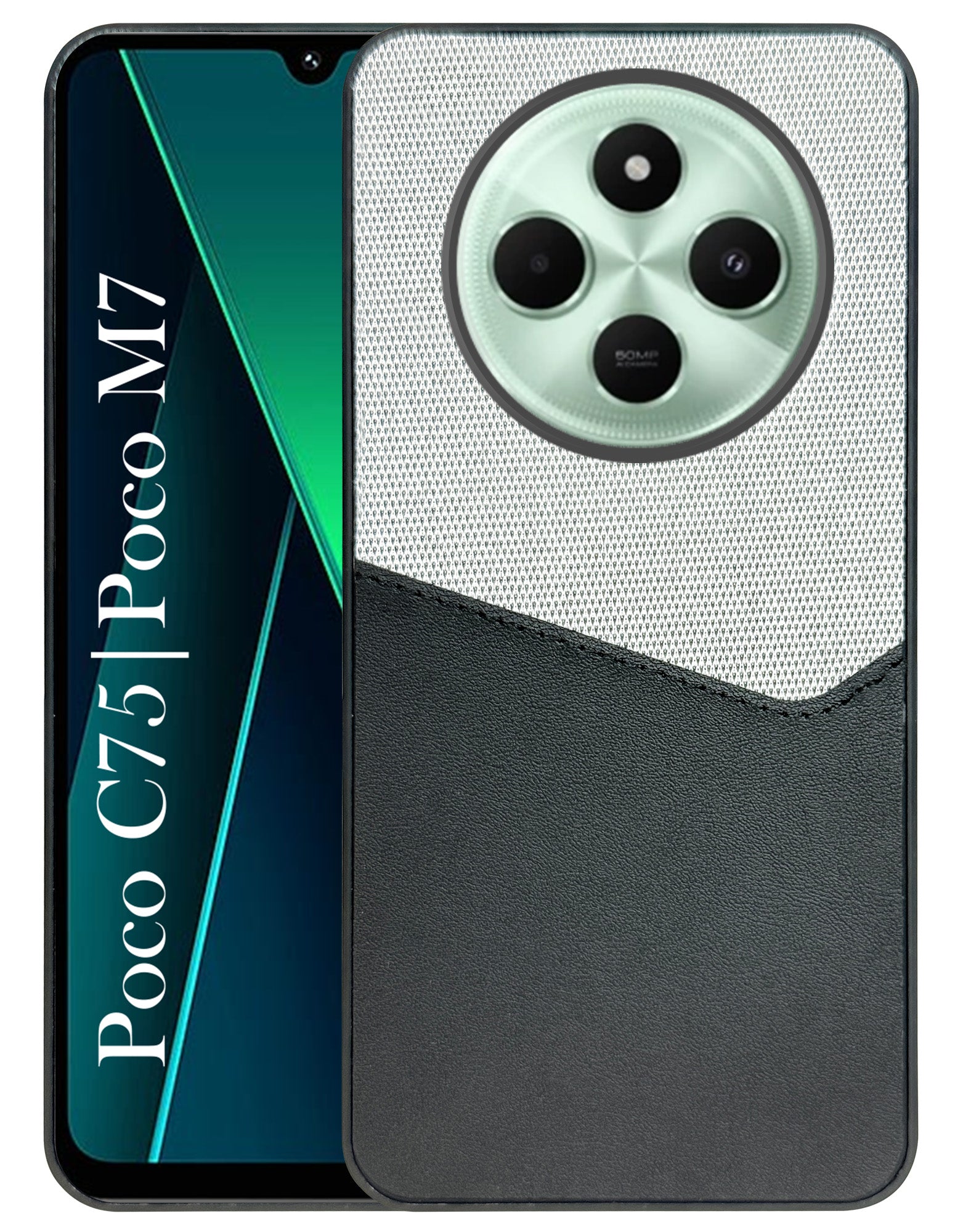 For Poco C75 | Poco M7 Back Cover Case (Dual PU Leather Stitch | Professional Minimalist | Soft and Flexible)