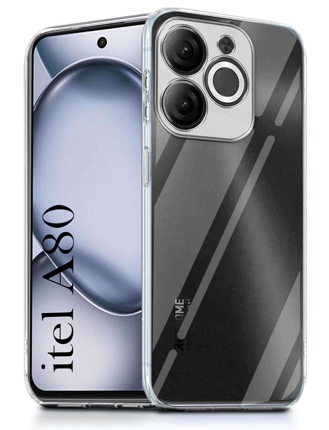 For Itel A80 Back Cover Silicone Clear Shockproof Case with Camera Protection Soft and Flexible Transparent)