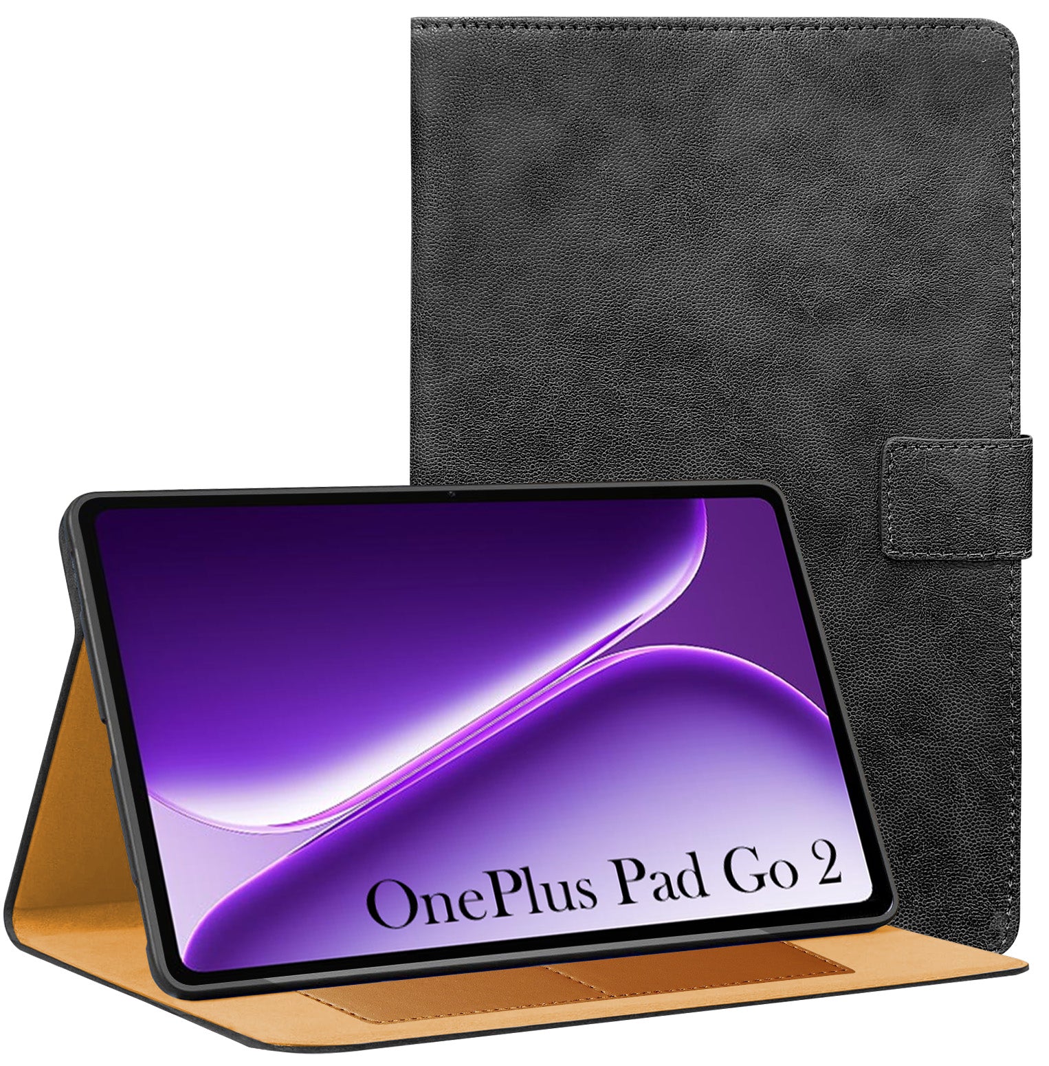 For OnePlus Pad Go 2 12.1 Inch OPD2504/2505 Flip Cover Folio Cover (PU Leather | Multi-Angle Smart Stand | Card Storage Slots | Silicone Back Pouch)