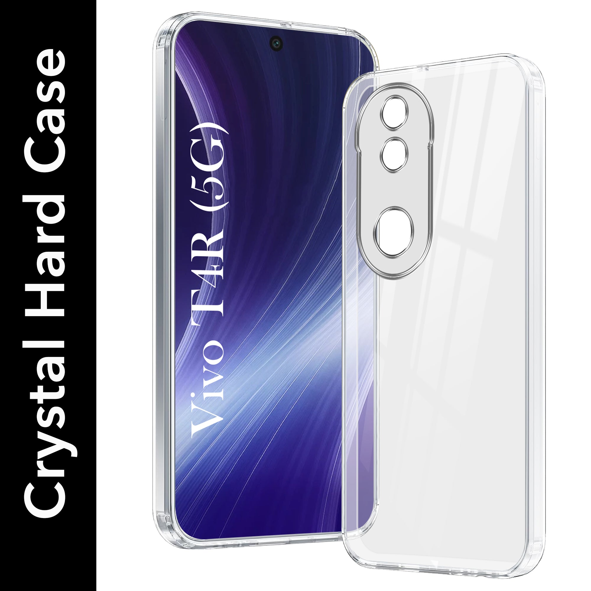 For Vivo T4R Back Cover Case (Hybrid Crystal Panel with Side Soft PU | Camera Protection | HD Clear Shockproof)