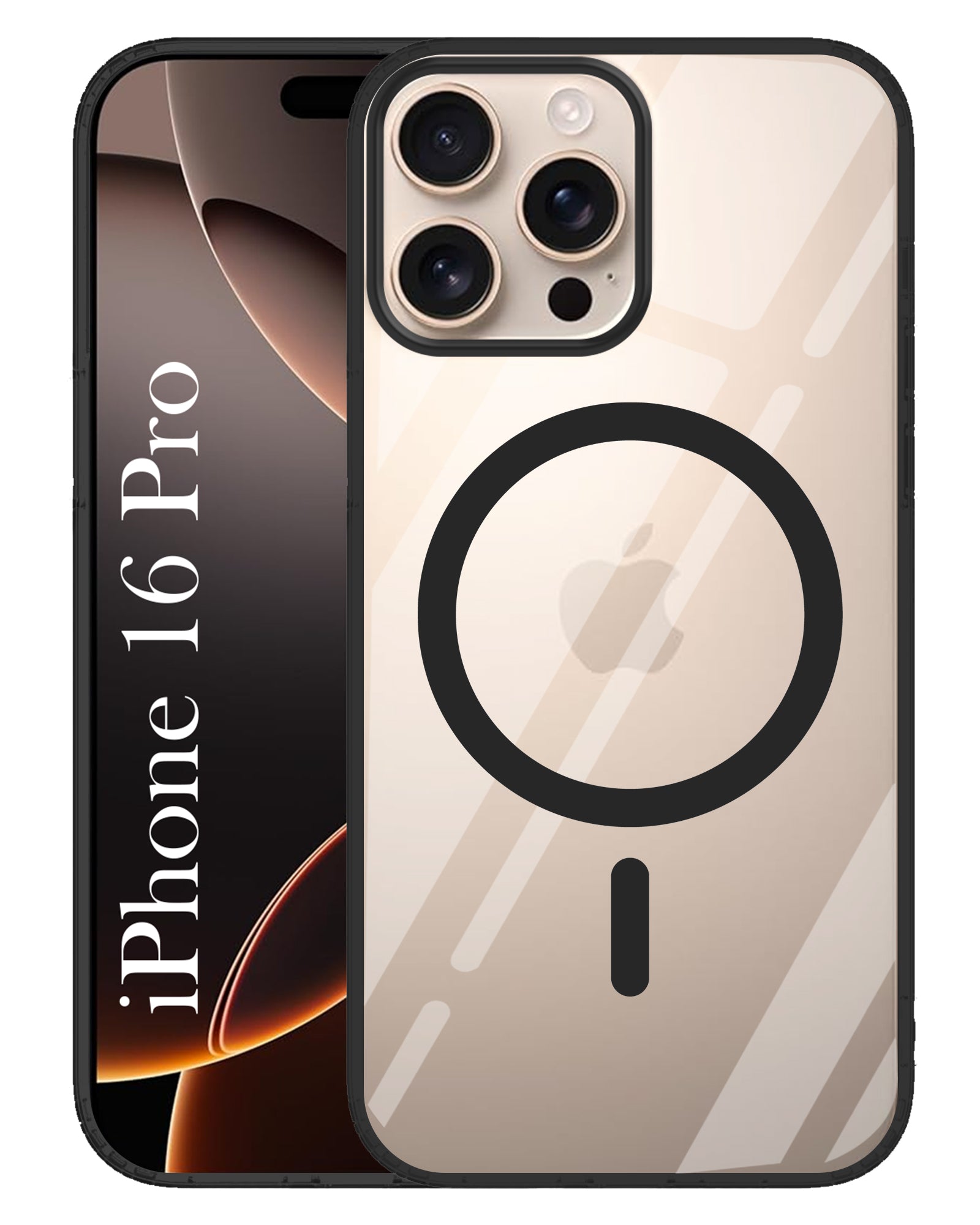 For Apple iPhone 16 Pro Back Cover Case ( Black MagSafe Compatible Wireless Charging | Hybrid Camera Bump Protection | Shockproof Polycarbonate