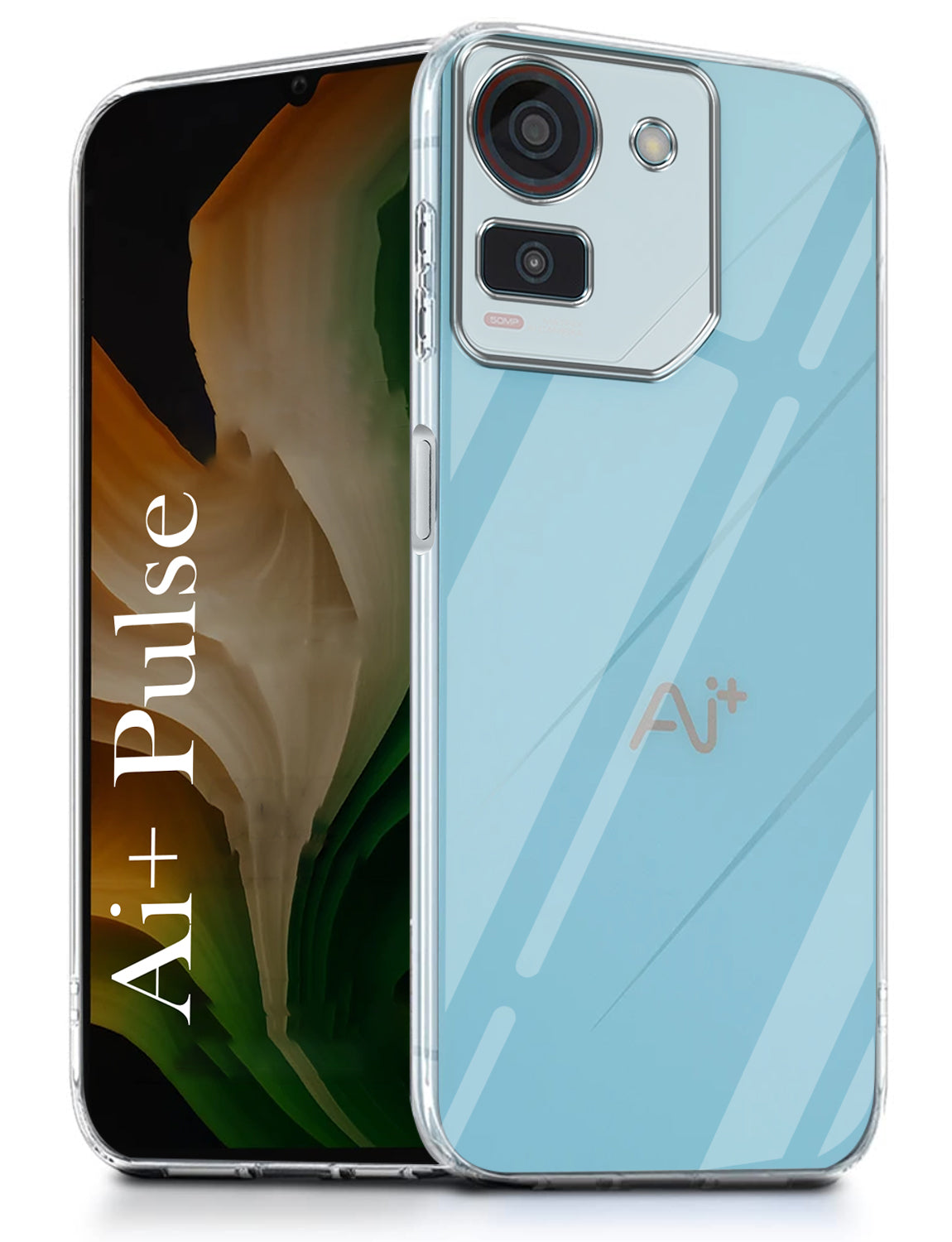 For Ai+ Pulse Back Cover( Silicone Clear Shockproof Case with Camera Protection and Dust Plugs | Transparent)