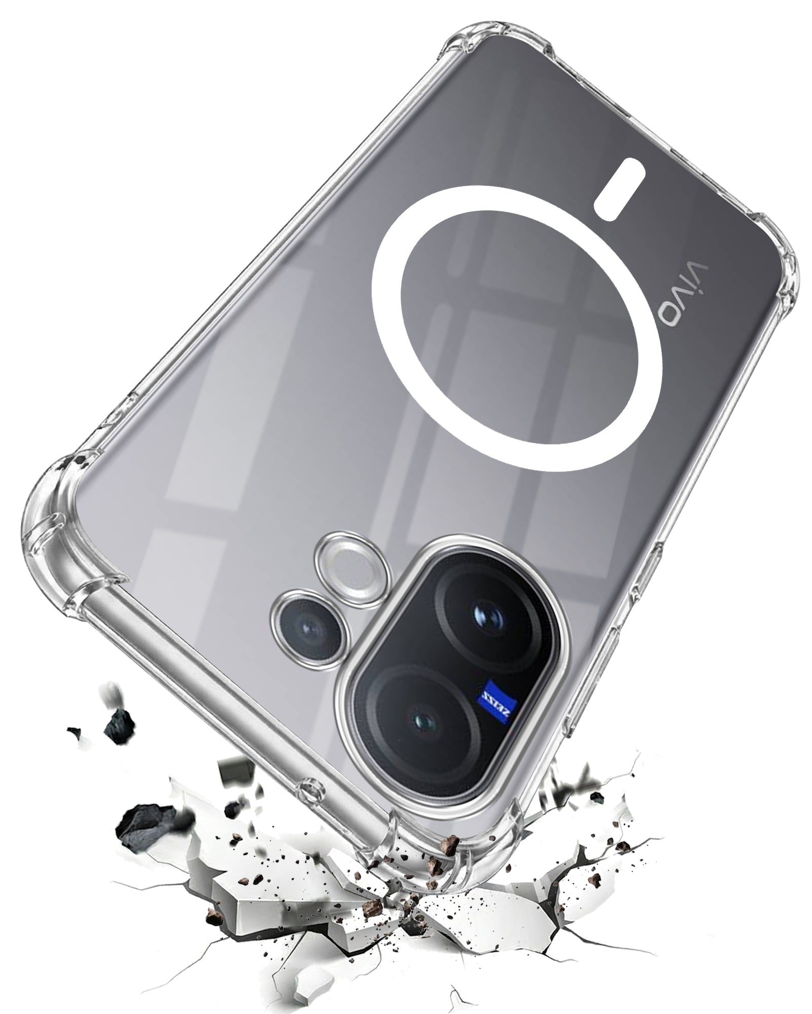 For Vivo V60 | Vivo T4 Pro Back Cover Shockproof Crystal-Clear (Magsafe Wireless Support | Drop & Camera Protection | Hard Polycarbonate)