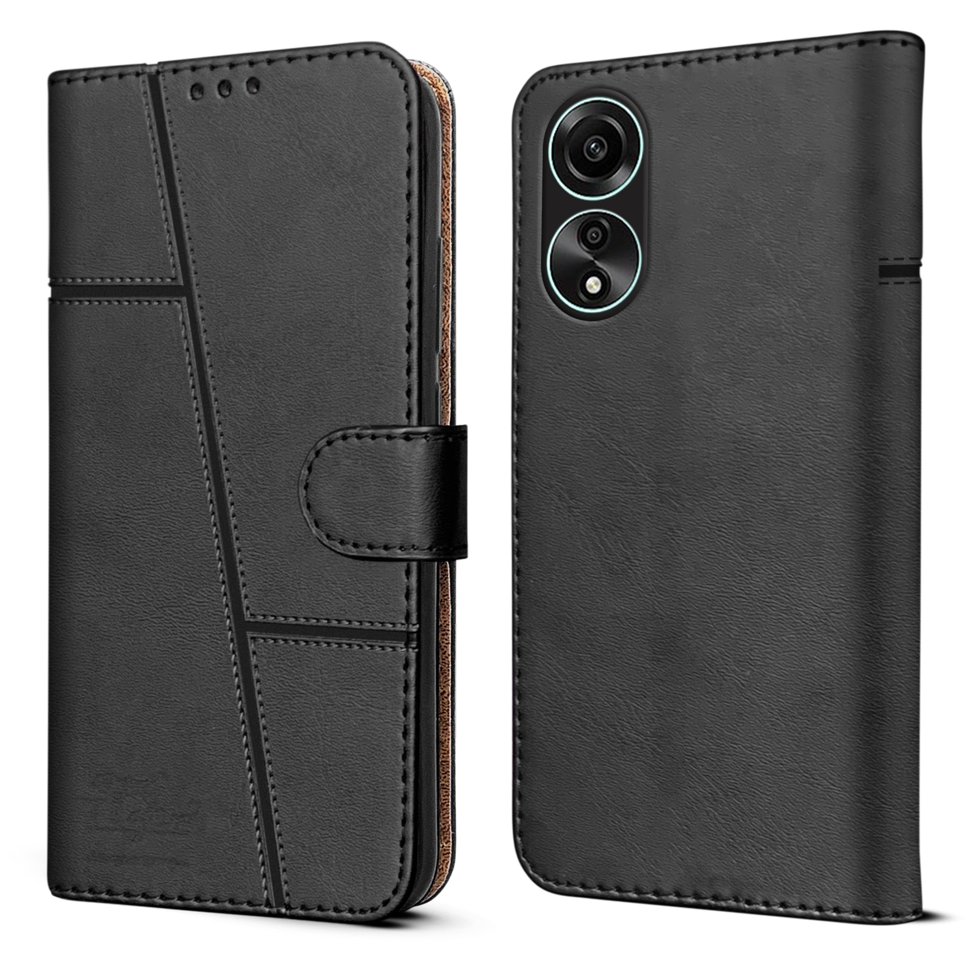 For Oppo A78 4G Flip Cover Case ( Stitched Leather with Magnetic Closure)