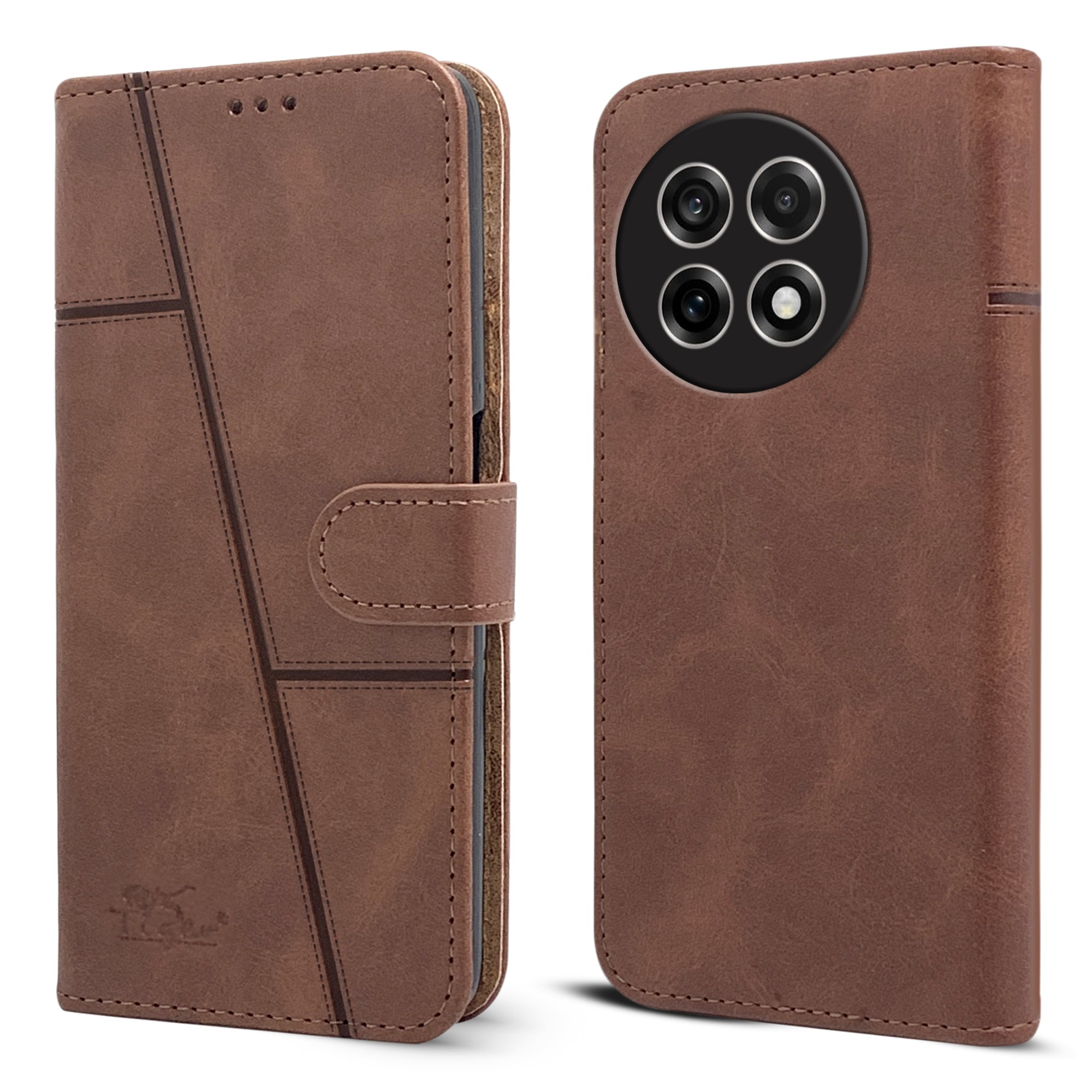 For OnePlus 13R 5G Flip Cover Case ( Stitched Leather with Magnetic Closure)