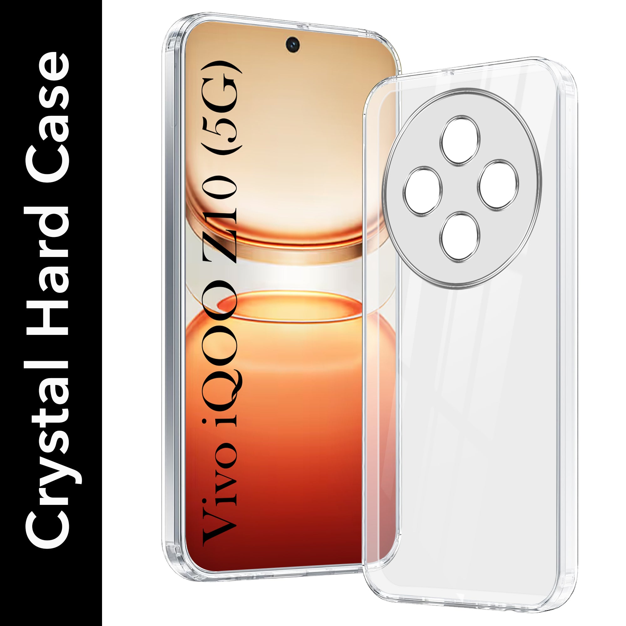 For Vivo iQOO Z10 Back Cover Case (Hybrid Crystal panel with Side Soft PU | Camera Protection | HD Clear Shockproof)