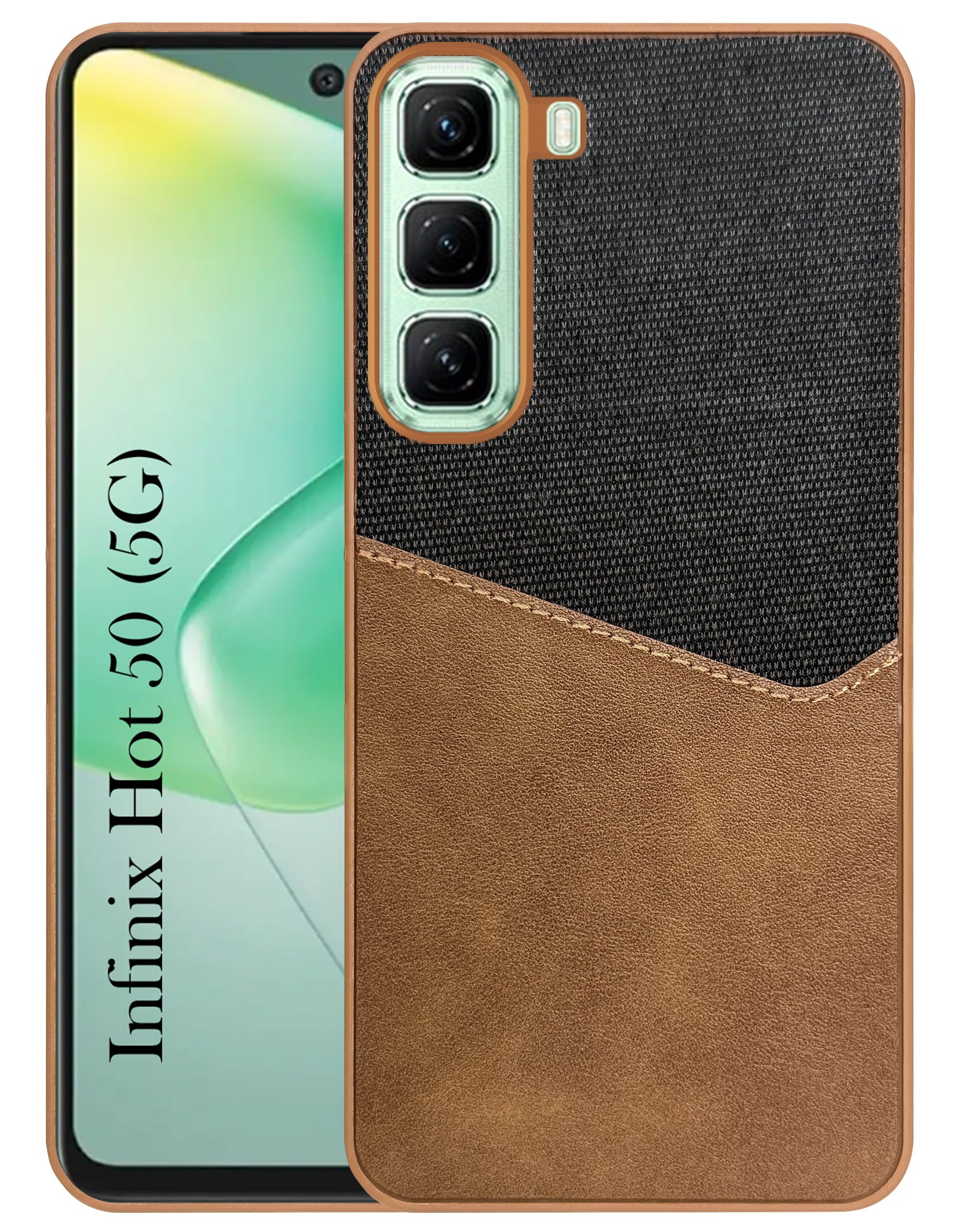 For Infinix Hot 50 5G Back Cover Case (Dual PU Leather Stitch | Professional Minimalist | Soft and Flexible)
