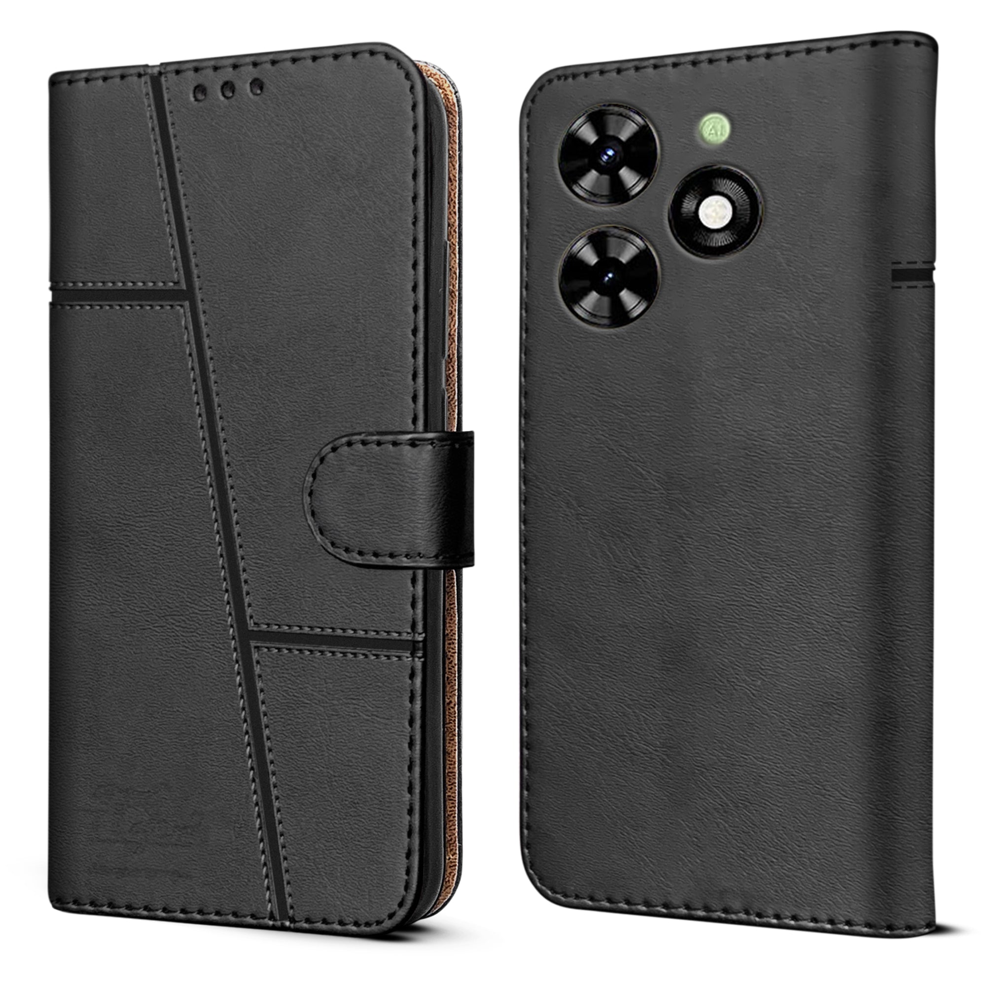 For Tecno Spark Go 2024 Flip Case Cover ( Stitched Leather with Magnetic Closure)