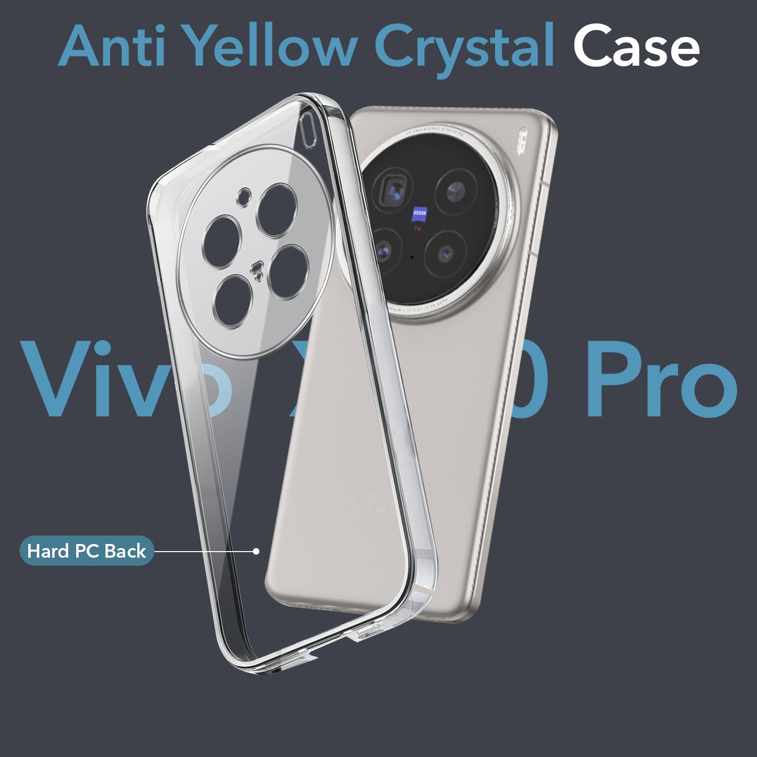 For Vivo X200 Pro 5G Back Cover Case (Hard Anti Yellow Clear Case | Sleek Hard Crystal Clear | Drop & Camera Protection | Shockproof Polycarbonate)