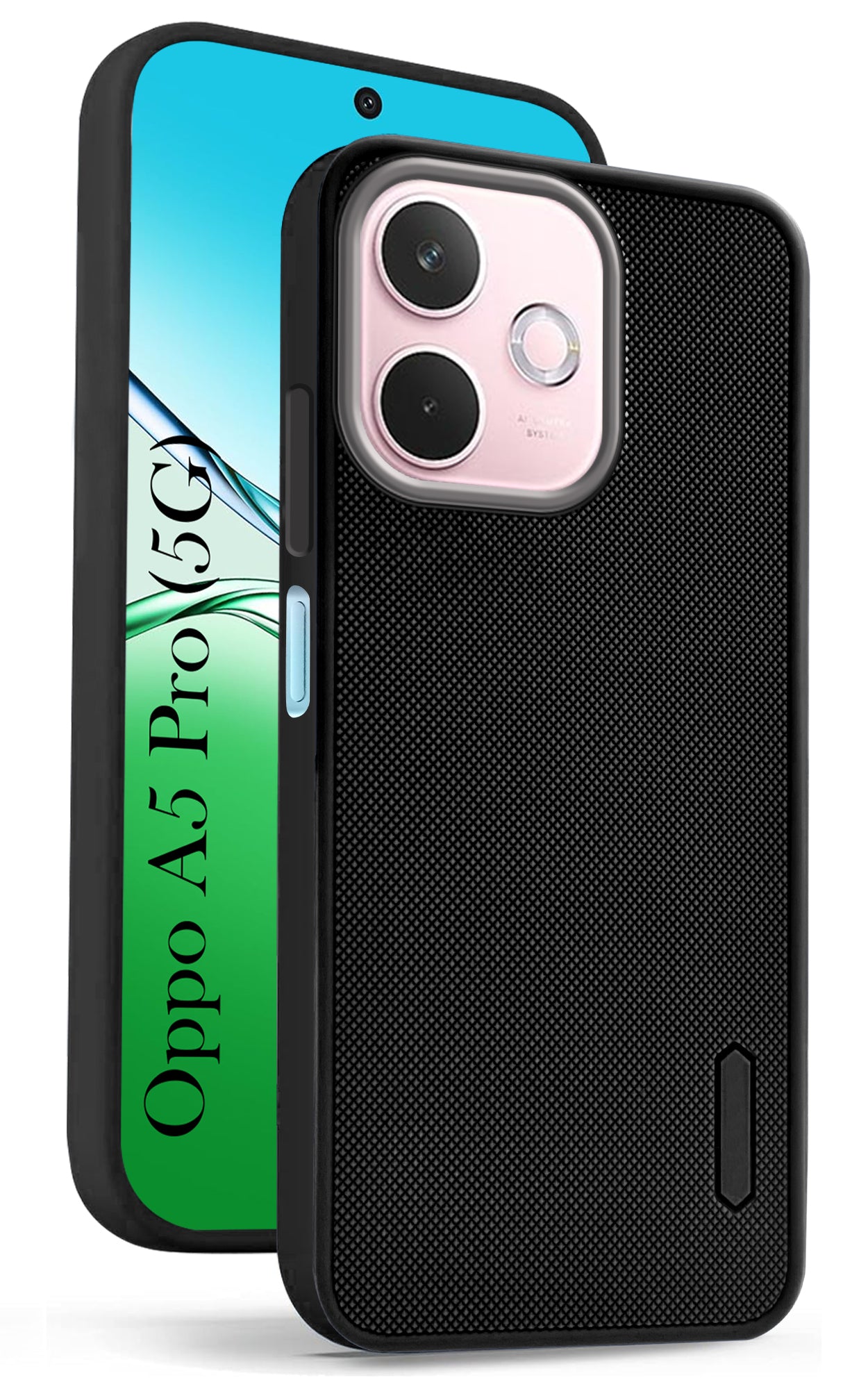 For Oppo A5 Pro Back Cover Case (Textured Grip Design | Micro-Fiber Cloth Inside | Slim and Light Weight | Soft Touch and Feel | Black)