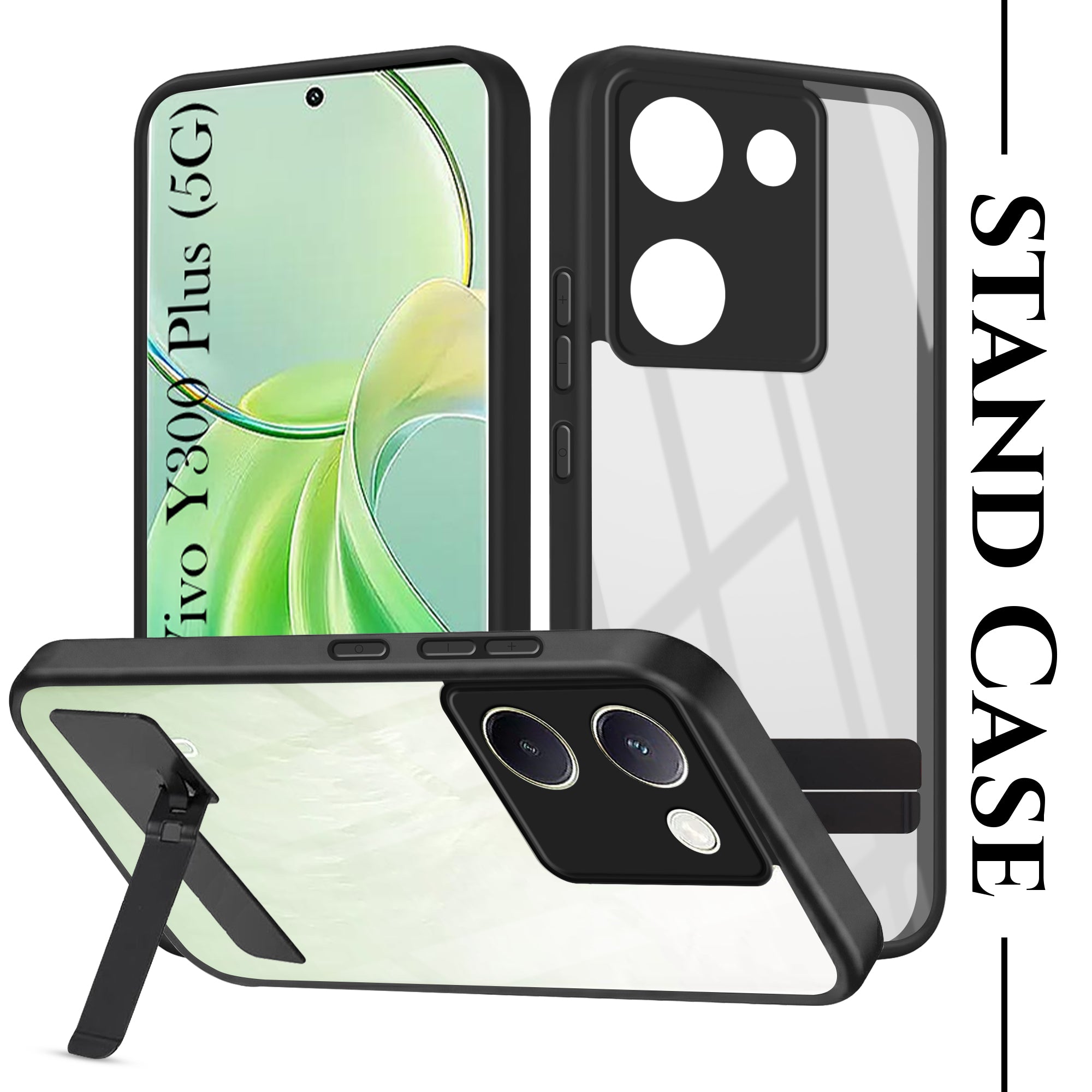 For Vivo Y300 Plus Back Cover Case (Built-in Stand | Lifetime Anti Yellow | Kickstand Shockproof | Camera Protection | MagSafe Compatible)