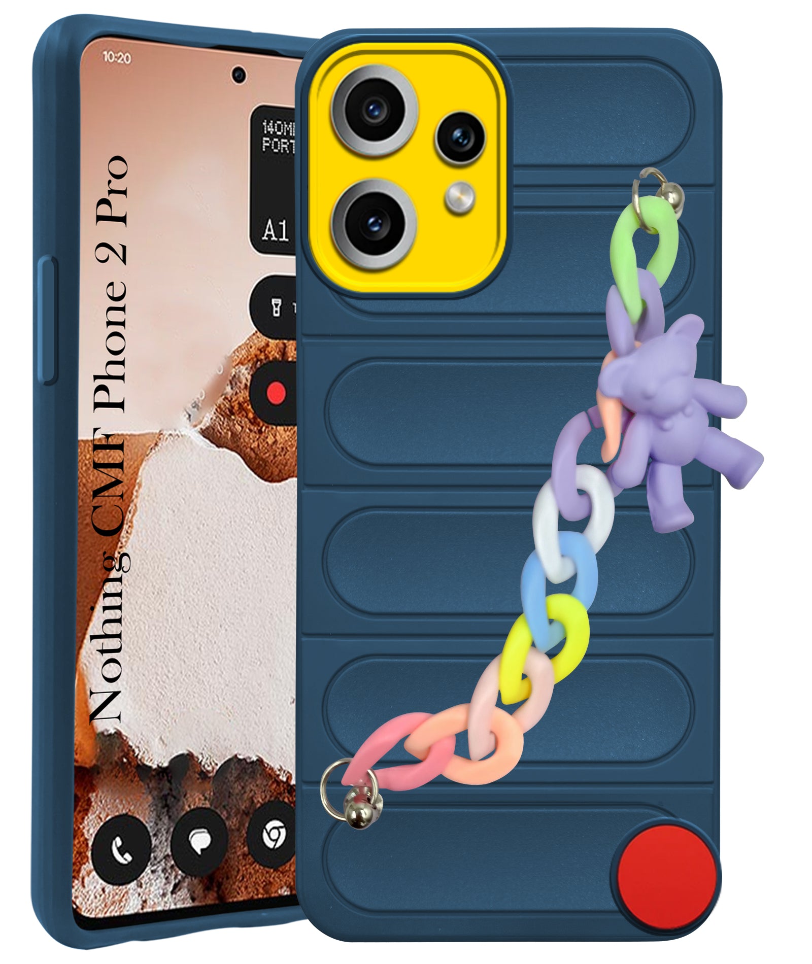 For Nothing CMF Phone 2 Pro Back Cover Case (Wrist Hanging Chain | Teddy Bracelet Charms | Matte Liquid Silicone | Camera Protection Ring)