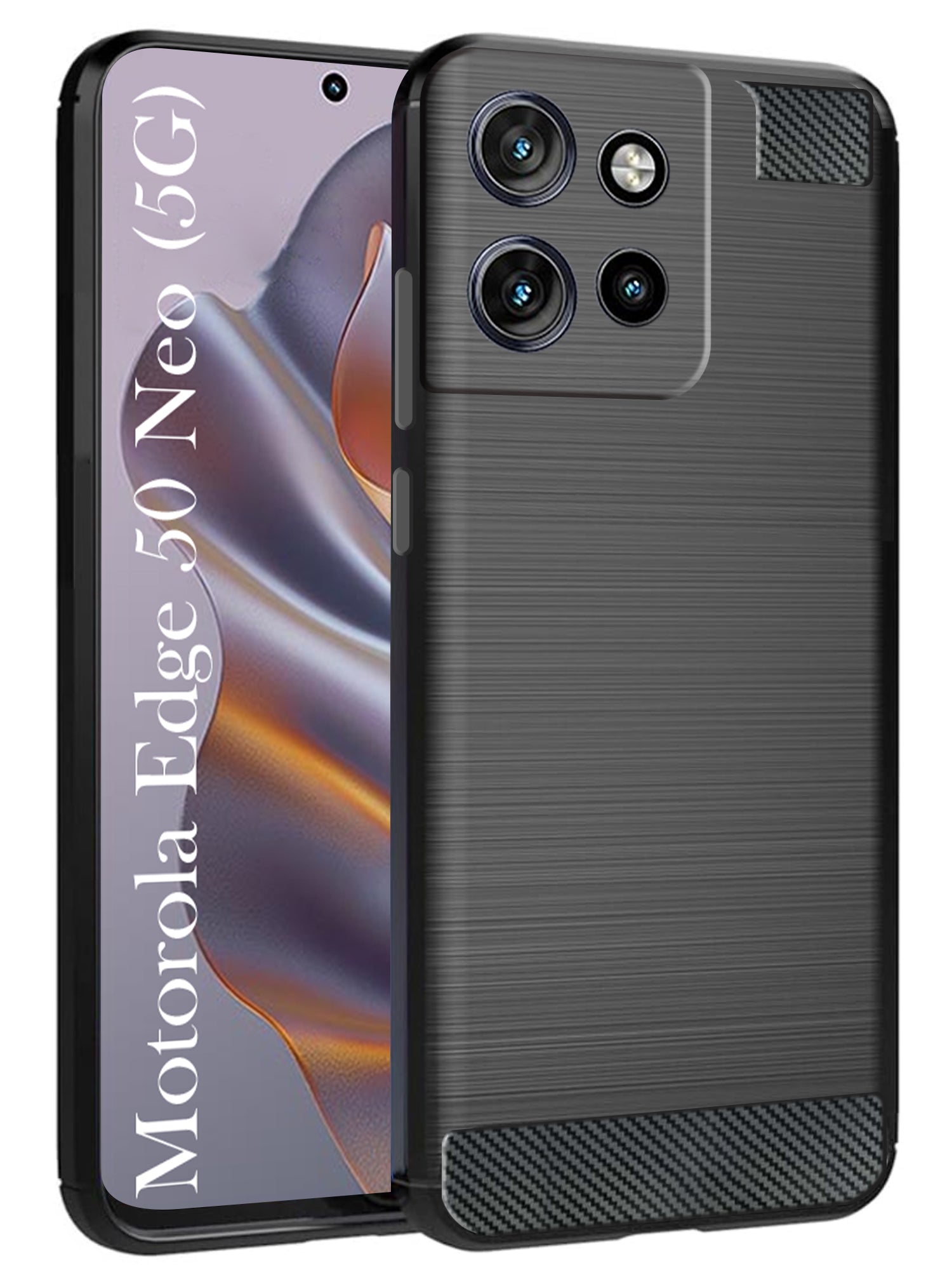 For Motorola Edge 50 Neo Back Cover Case ( Hybrid Armor Case | Carbon Fiber Shockproof | Soft and Flexible)