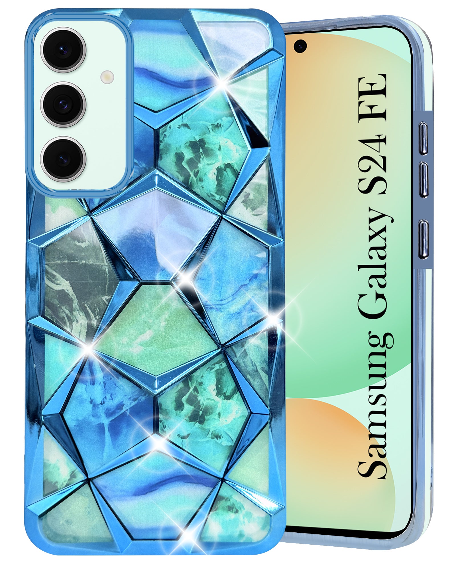 For Samsung Galaxy S24 FE Back Cover Case (Dual Design Glitter Sparkle and Detachable Diamond Print Case | Soft and Flexible)