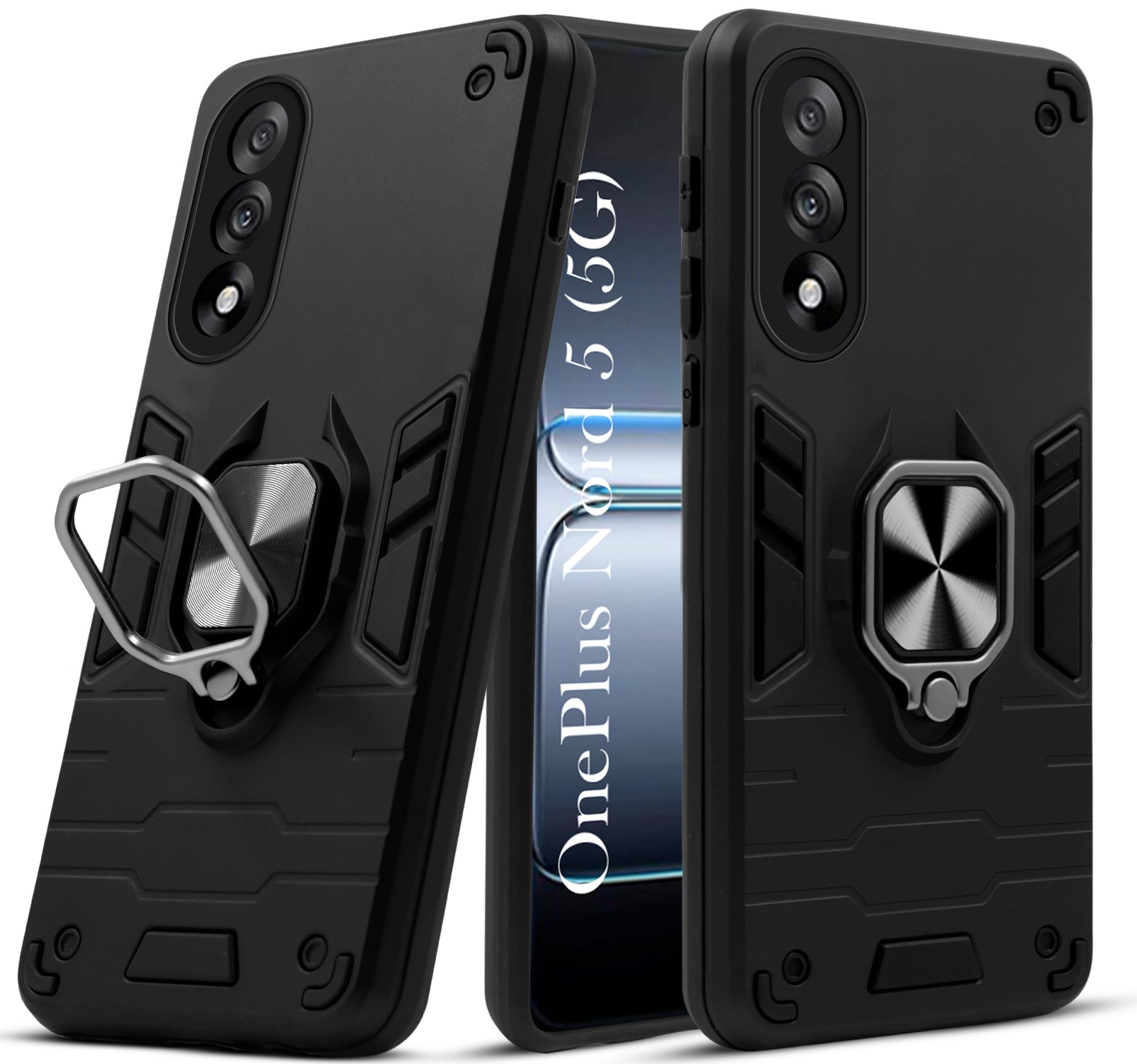 For Oneplus Nord 5 Back Cover Case (Shockproof Dual Layer Polycarbonate |Ring Holder Kickstand)