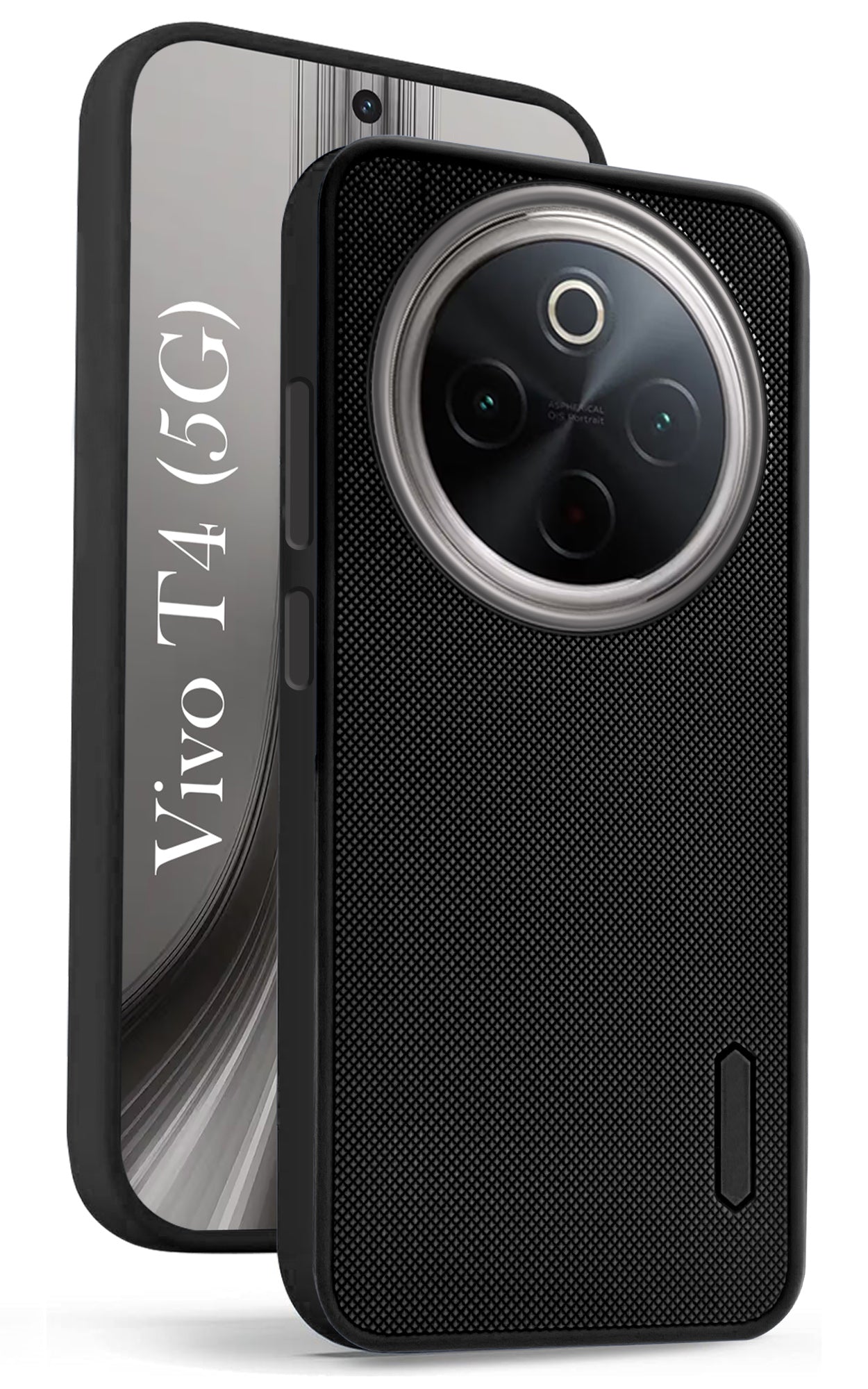 For Vivo T4 Back Cover Case (Textured Grip Design | Micro-Fiber Cloth Inside | Slim and Light Weight | Soft Touch and Feel | Black)