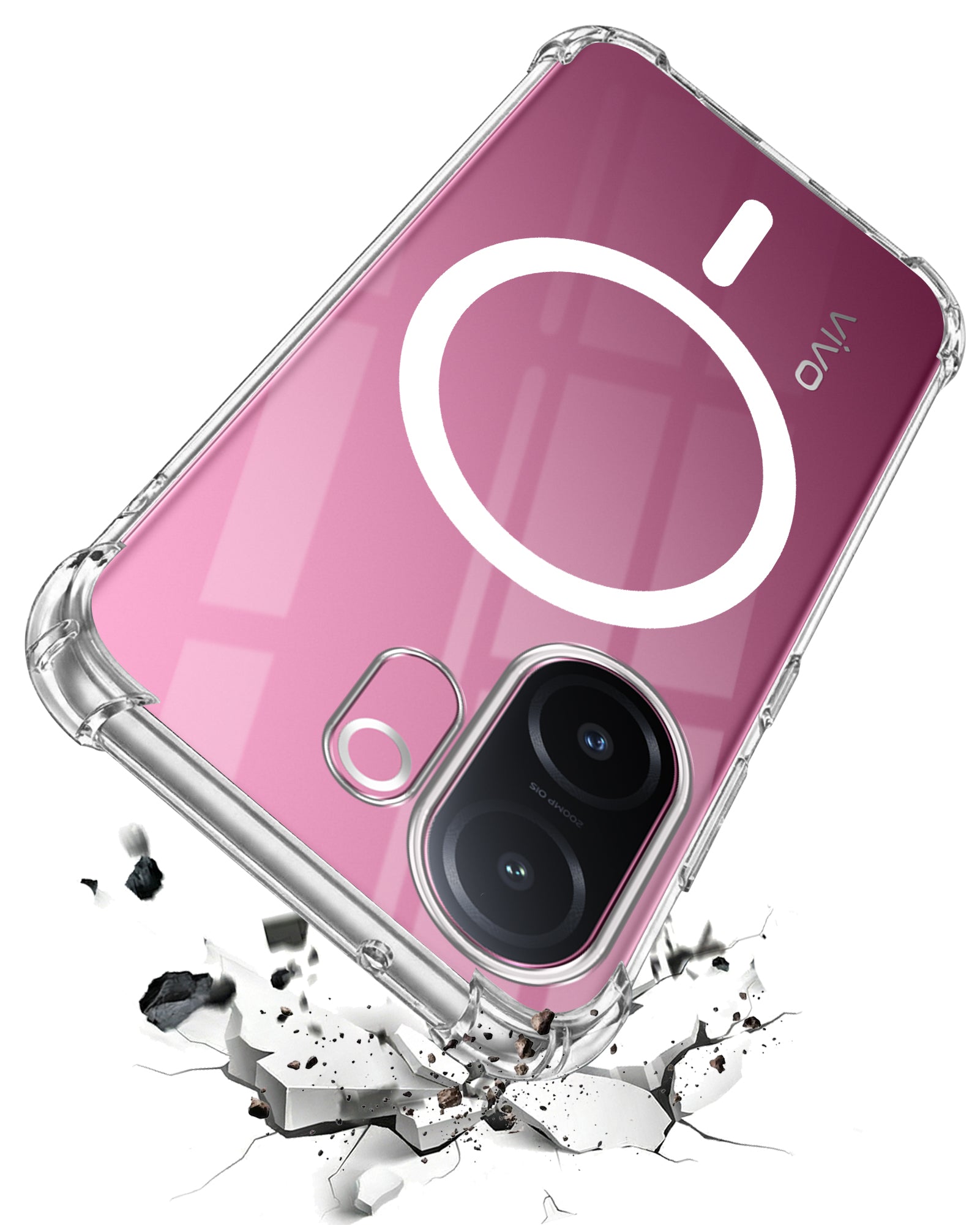 For Vivo V60e Back Cover Shockproof Crystal-Clear (Magsafe Wireless Support | Drop & Camera Protection | Hard Polycarbonate)